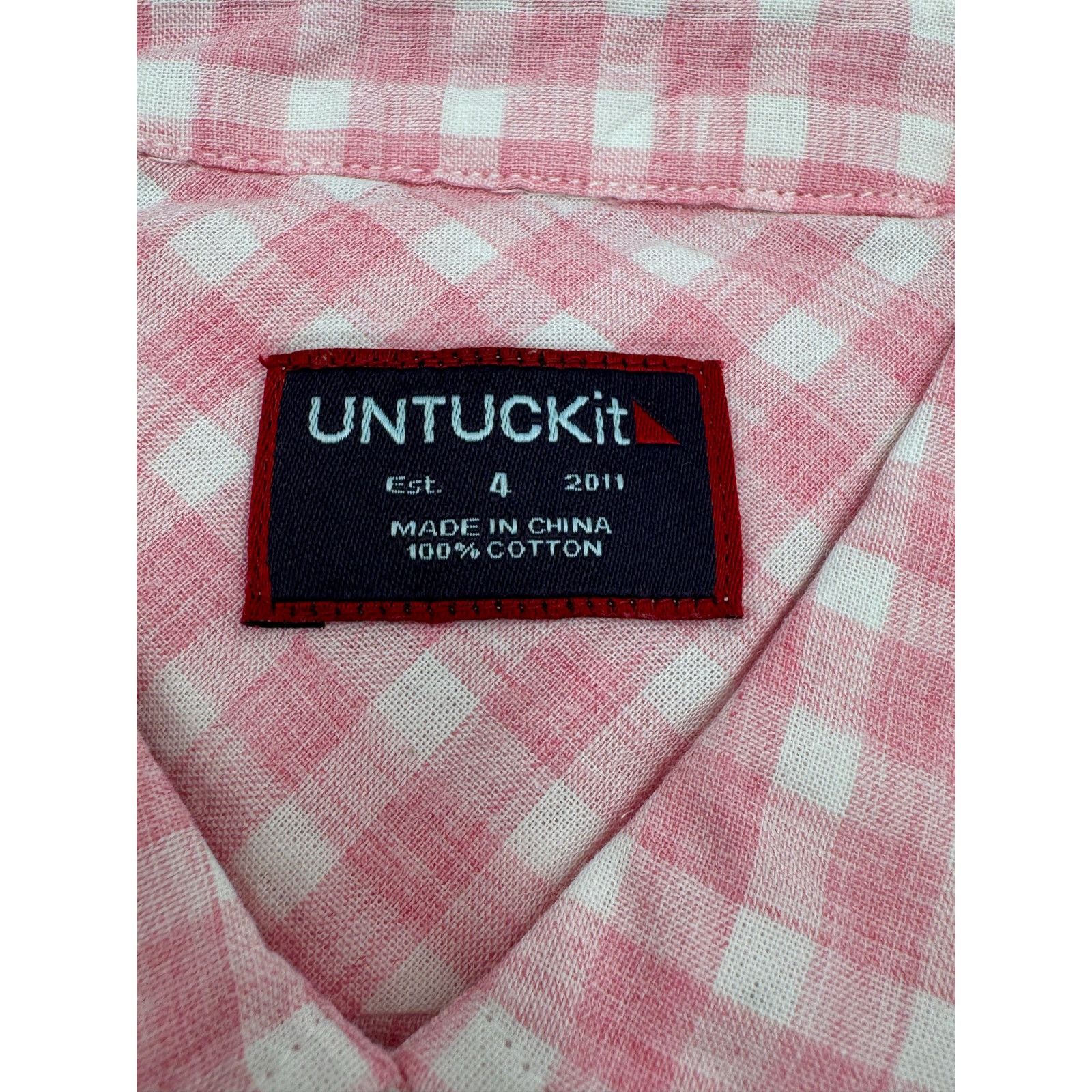 UNTUCKit UNTUCKIT Calina Gingham Cotton Shirt Pink White Size 4 Size S / US 4 / IT 40 - 6 Thumbnail