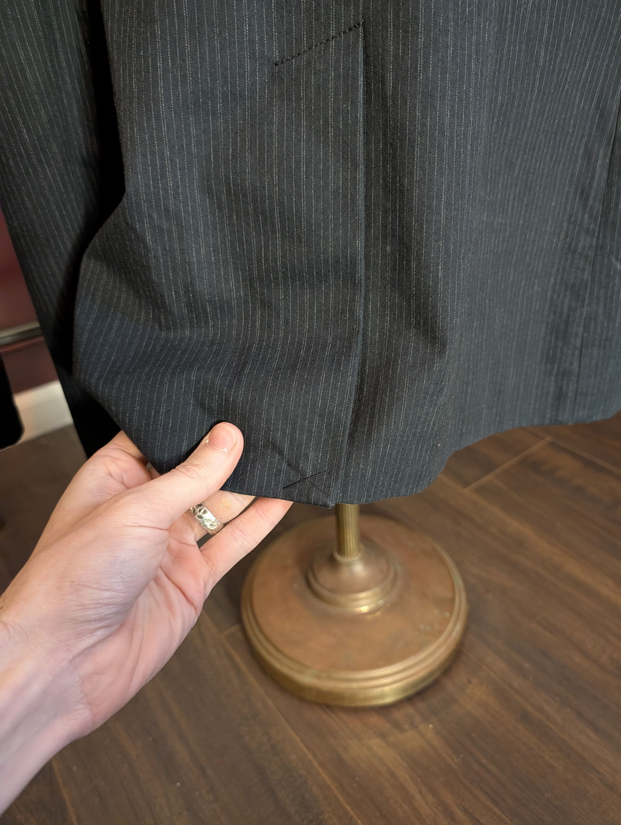 Armani Exchange Brushed cotton shawl lapel surgeons cuff pinstriped jacket Size 40L - 8 Thumbnail