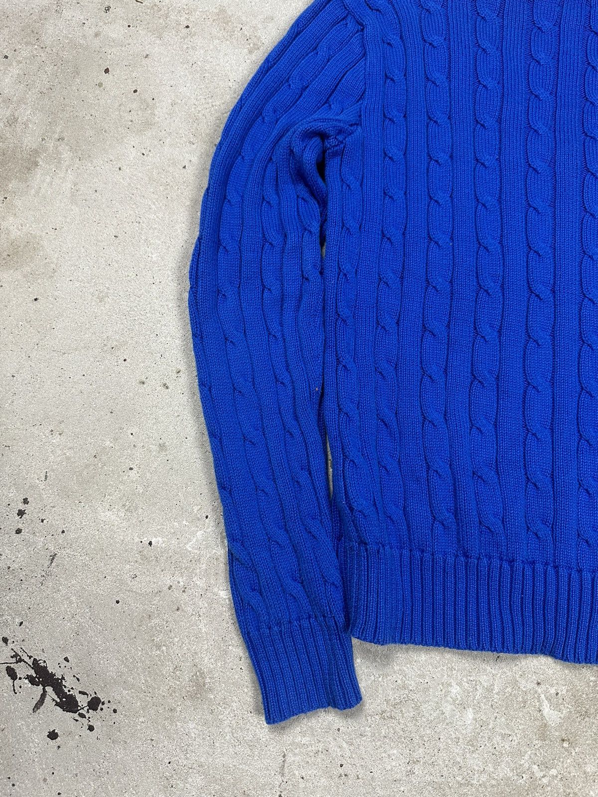 Polo Ralph Lauren × Vintage Vintage Y2K Polo Ralph Lauren Cable Knit V Neck Sweater Blue Size US XS / EU 42 / 0 - 10 Thumbnail