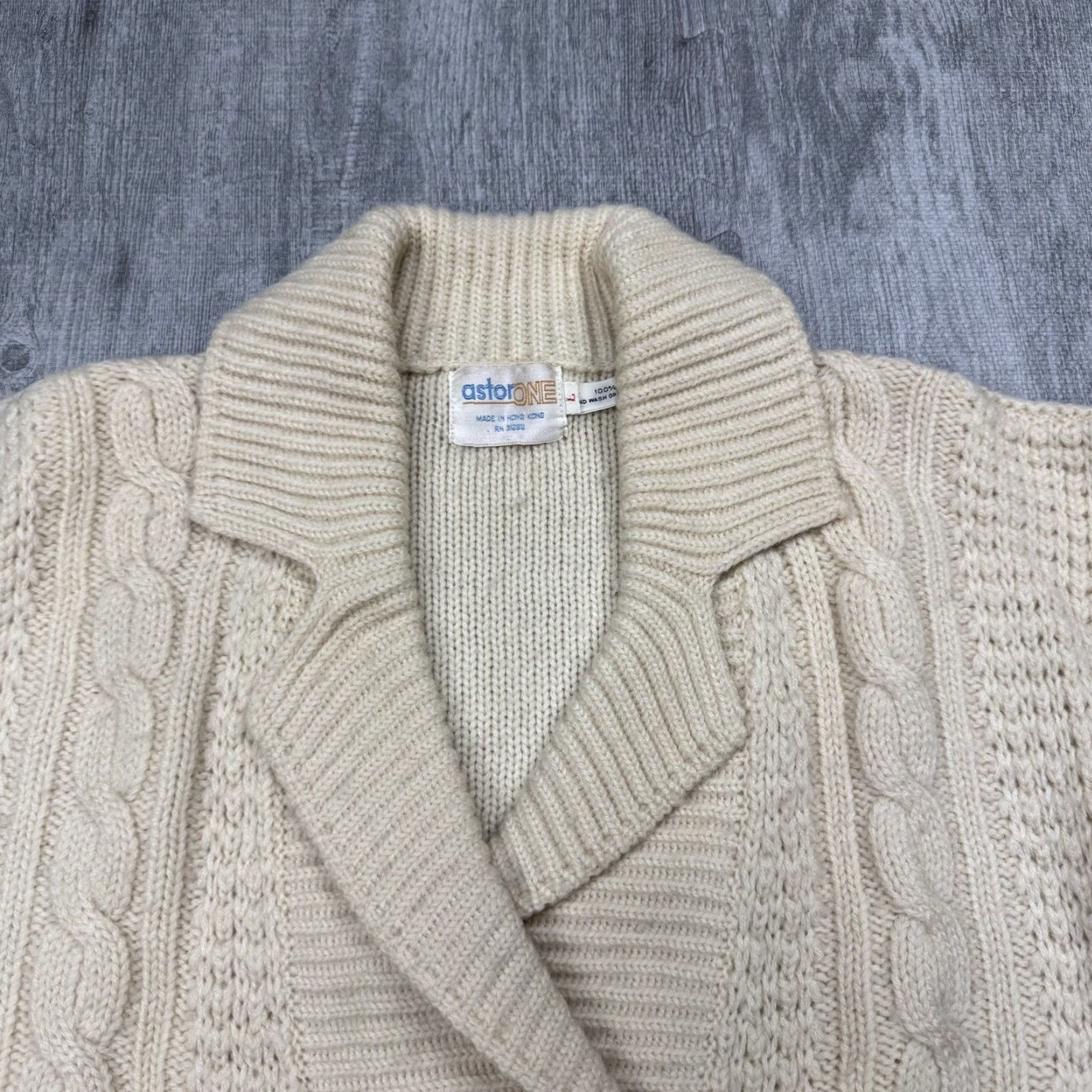 Doublet VINTAGE Astor One Cable Knit Cardigan Sweater Mens Large Ivory Preppy 90s Classic Winter Size US L / EU 52-54 / 3 - 2 Thumbnail