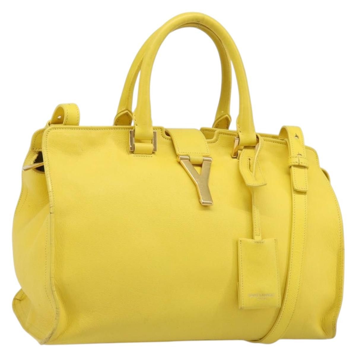 Saint Laurent Paris SAINT LAURENT Baby Cabas Hand Bag Leather 2way Yellow Gold Size ONE SIZE - 1 Thumbnail