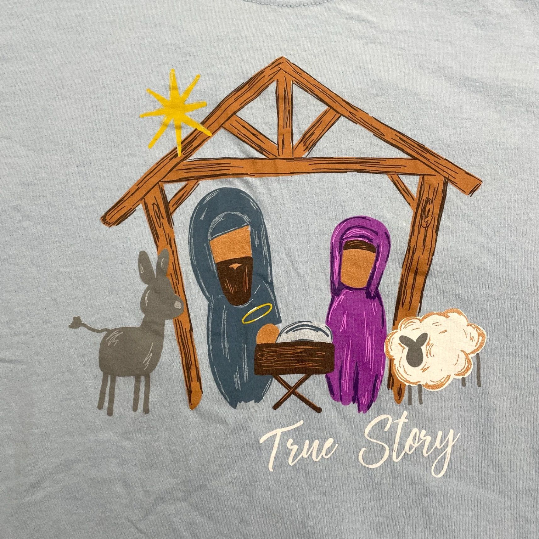 Gildan GILDAN Graphic T-Shirt Unisex Adult 2XL Gray Casual Crew Neck Short Sleeve Christmas Nativity Size XXL / US 16-18 / IT 52-54 - 3 Thumbnail