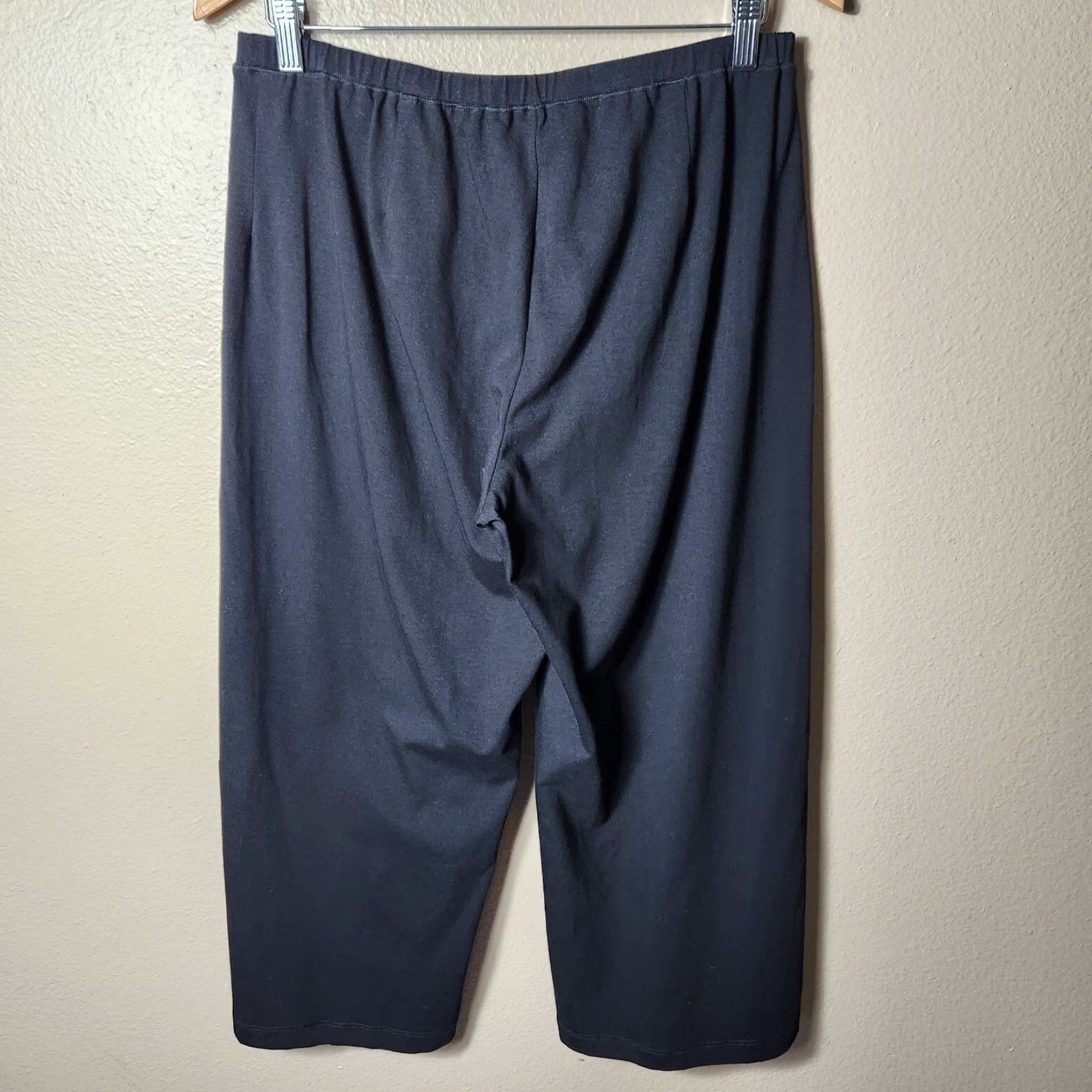 Eileen Fisher Eileen Fisher Petite Black Organic Cotton/Spandex Wide Leg Crop Pants Size LP Size 36" / US 14 / IT 50 - 3 Thumbnail