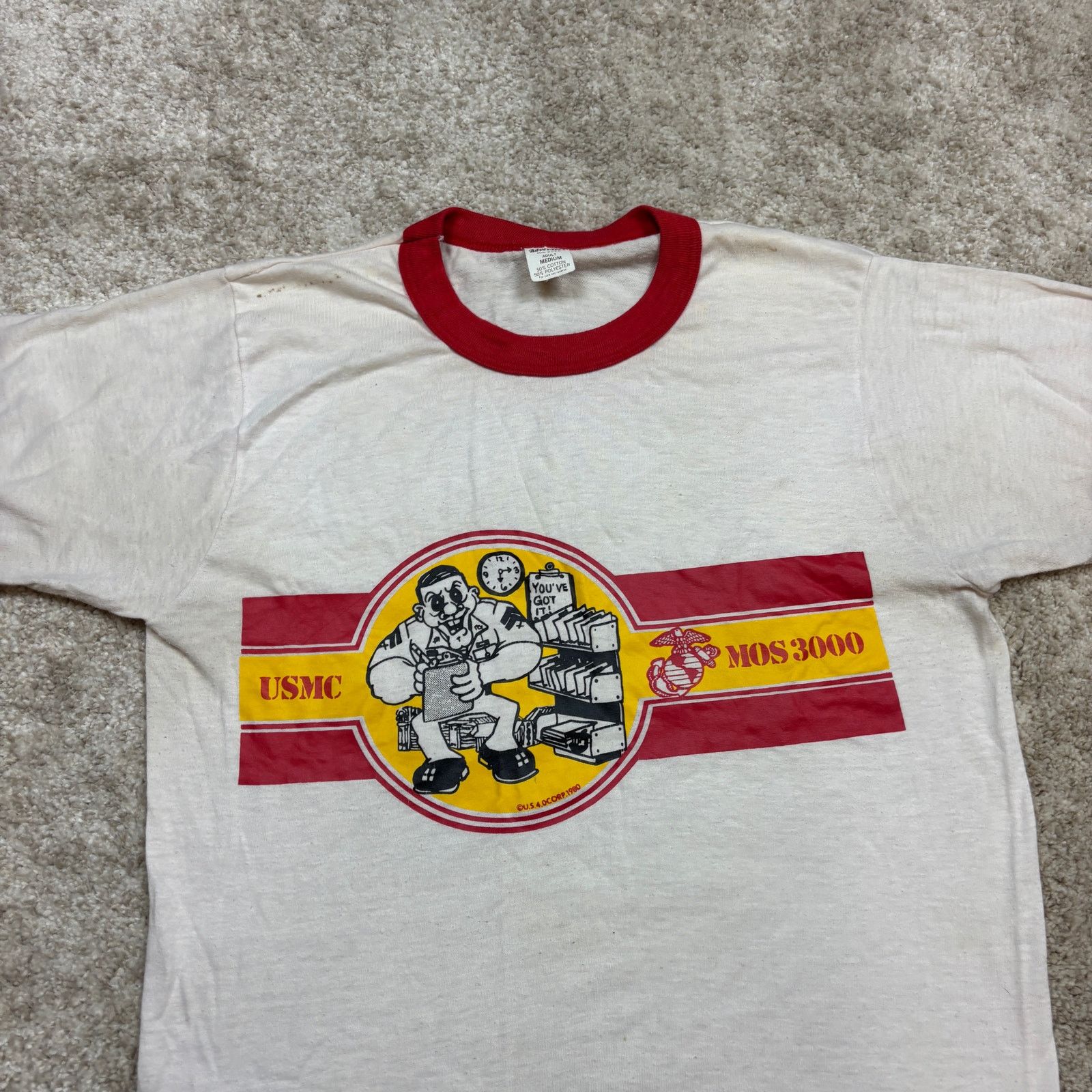 Vintage Vintage 80s USMC MOS 3000 Marines Ringer Tee Shirt Men's M Size US M / EU 48-50 / 2 - 2 Thumbnail