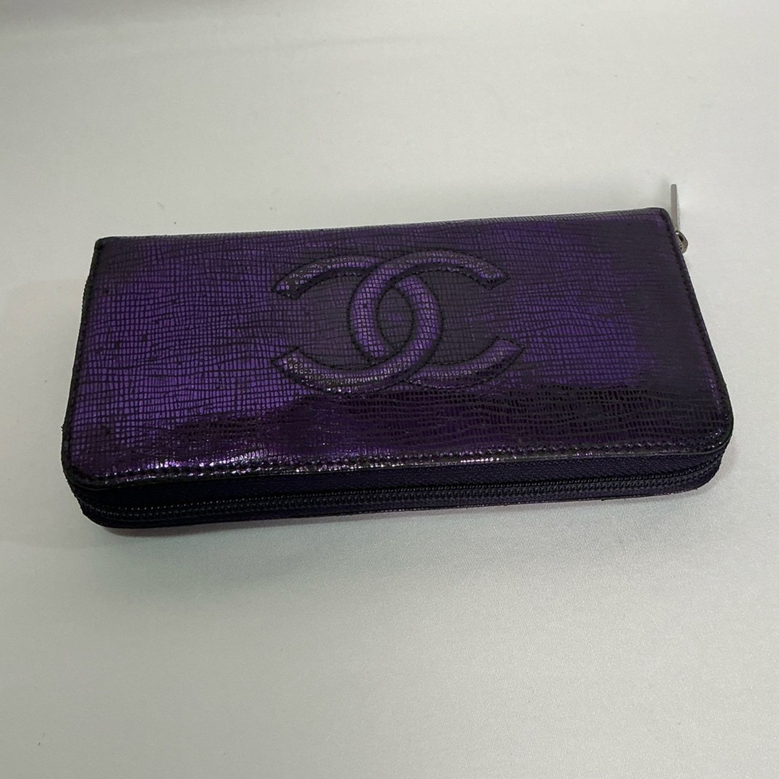 Chanel CHANEL Iridescent Purple Caviar Zip Lizard Embossed Wallet Size ONE SIZE - 5 Thumbnail