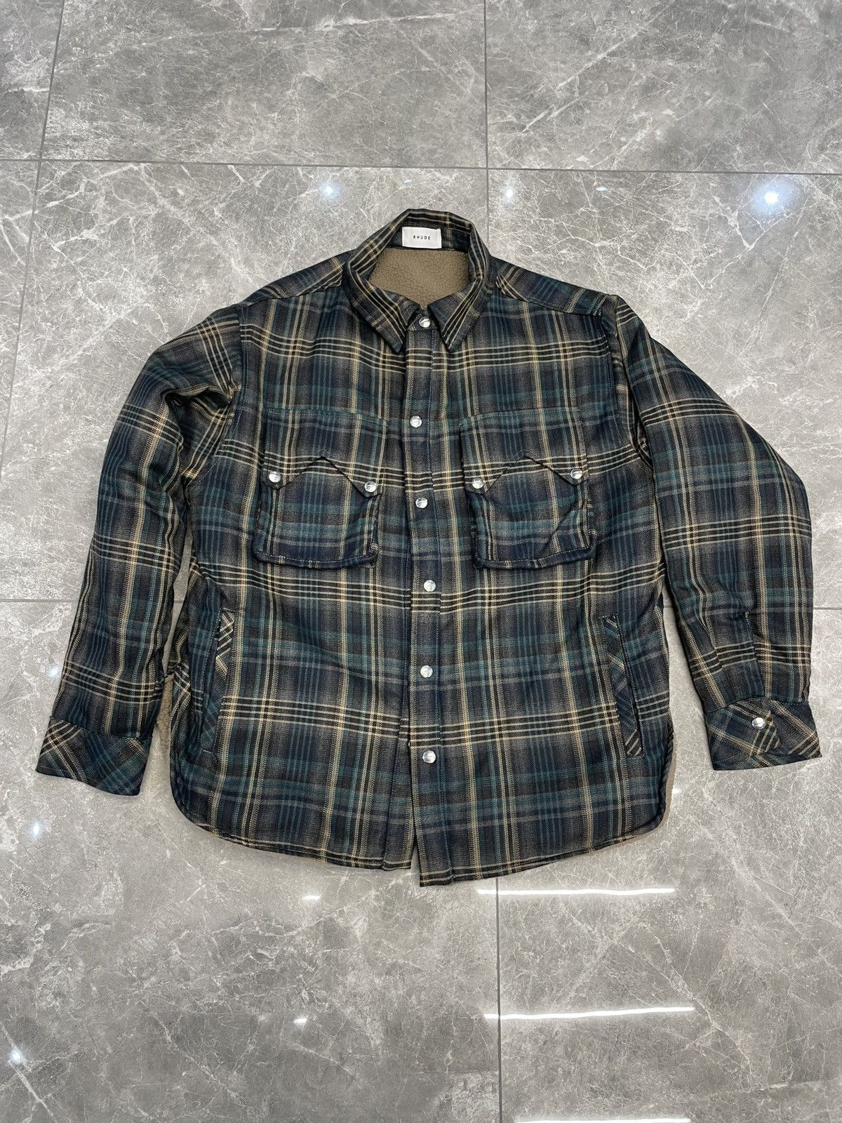RHUDE PLAID SHEARLING LINNED FLANNEL BRAND NEW