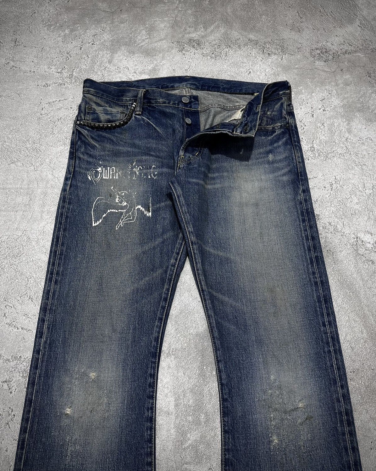 Hysteric Glamour × If Six Was Nine Hysteric Glamour Led Zeppelin Flared Jeans Vkei Size US 32 / EU 48 - 2 Thumbnail