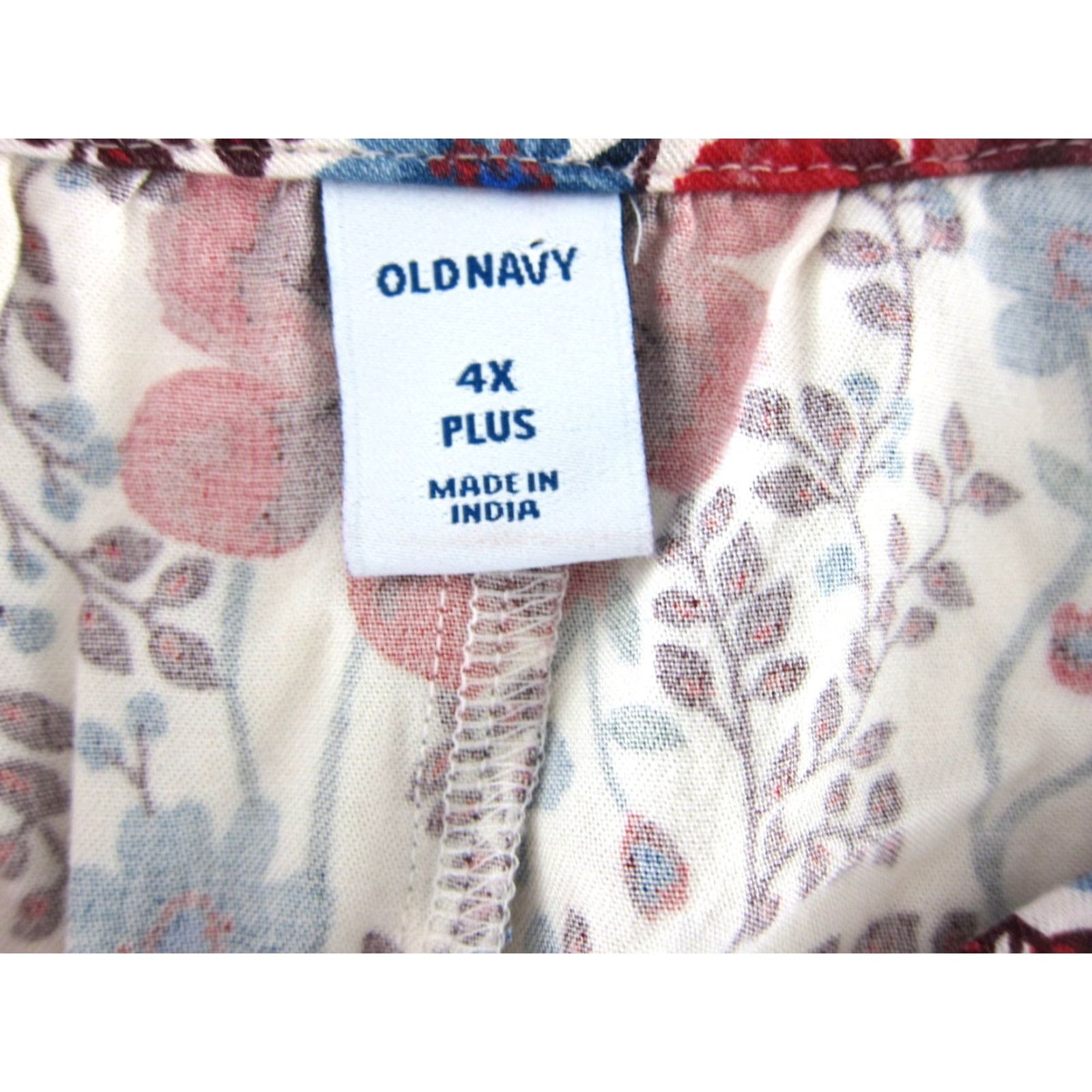 Old Navy Old Navy 100% Rayon Red Floral V-Neck 3/4 Sleeve Midi Smock Dress Plus 4X Size XXL / US 16-18 / IT 52-54 - 3 Thumbnail