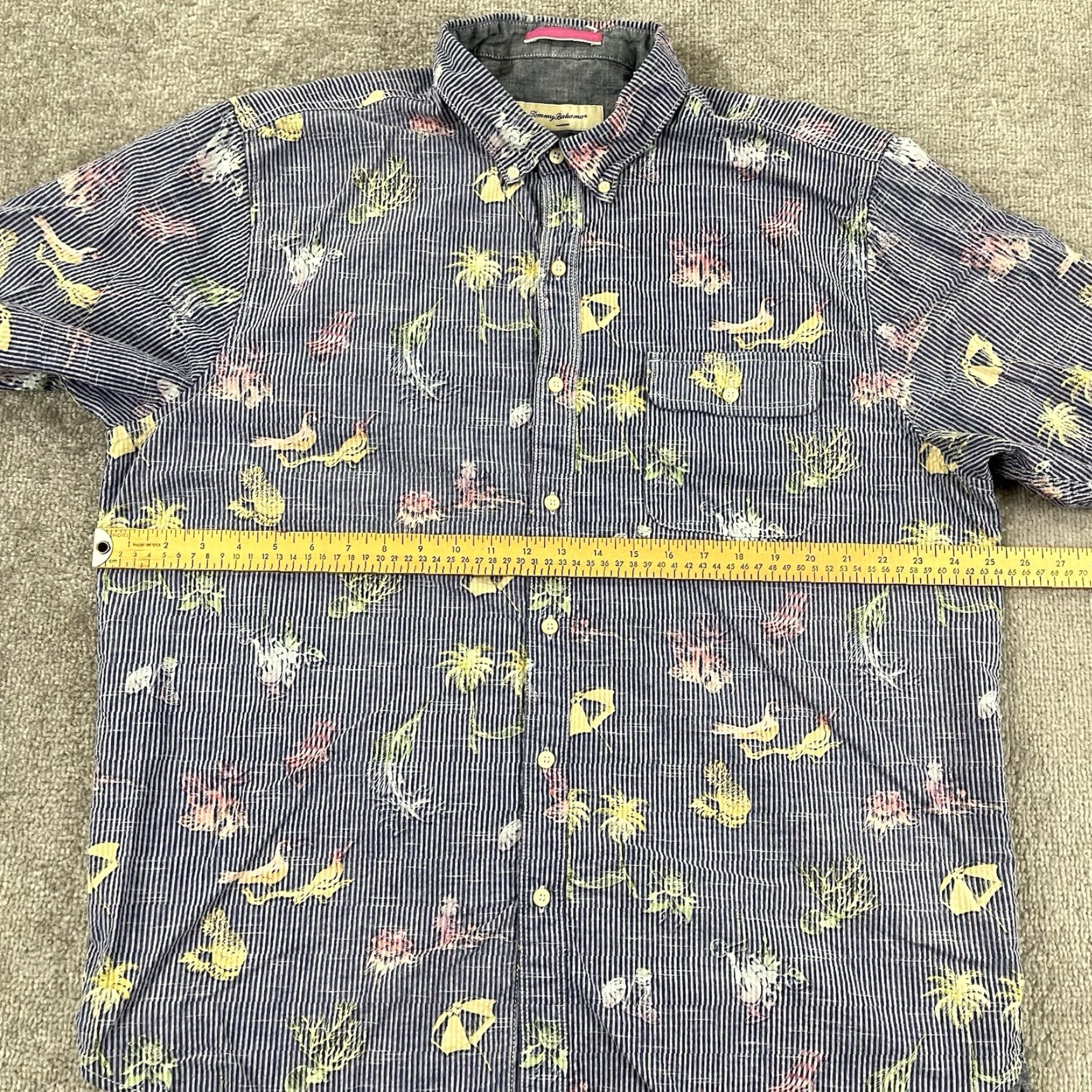 Tommy Bahama TOMMY BAHAMA Shirt Mens XL Blue Hawaiian Tropical Fish Palm Button-Down Shirt Size US XL / EU 56 / 4 - 5 Thumbnail