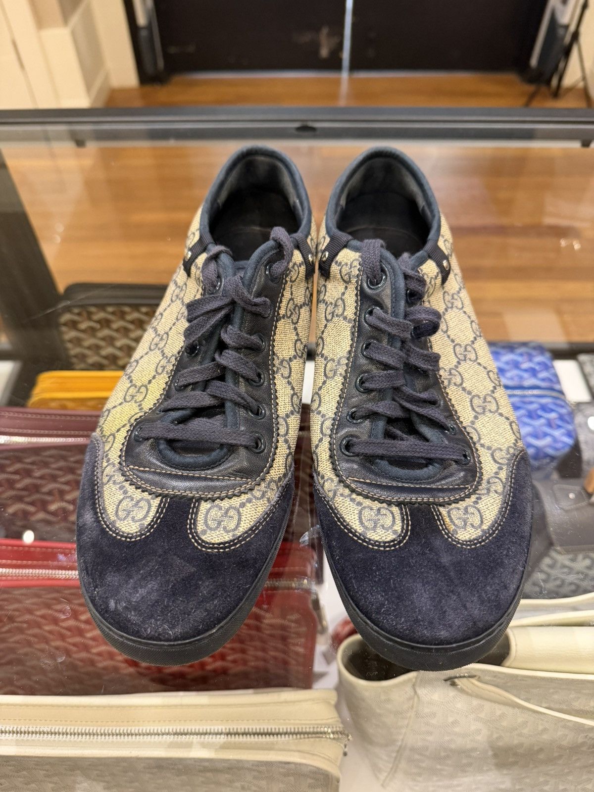 Gucci Gucci Suede GG Supreme Canvas Sneaker Blue Size US 7.5 / EU 40-41 - 6 Thumbnail