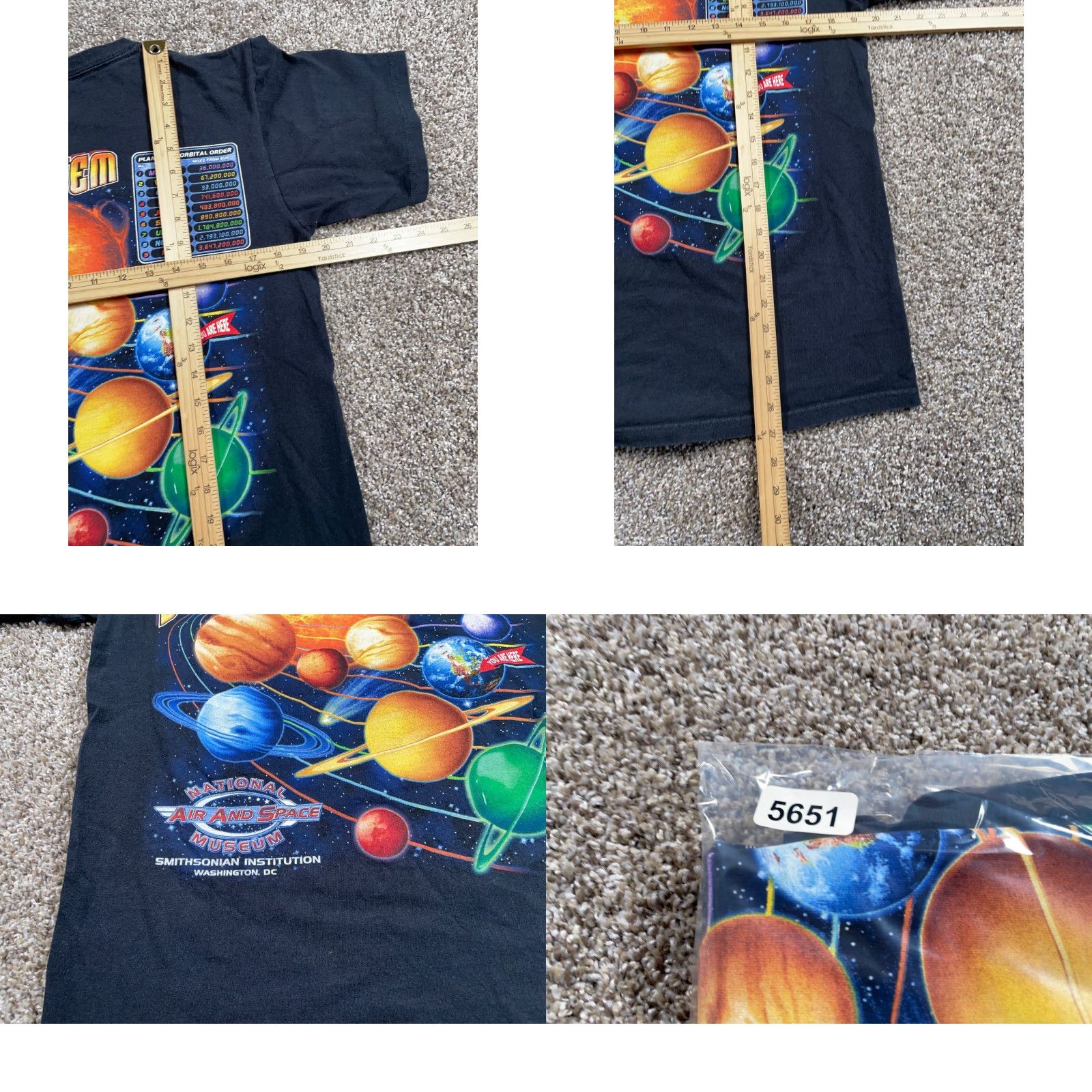 Vintage VINTAGE Smithsonian Institution Solar System T-Shirt Mens Medium Black Cotton Short Sleeve Crew Neck 100% Cotton Space 90s/Space Theme Size US M / EU 48-50 / 2 - 8 Thumbnail