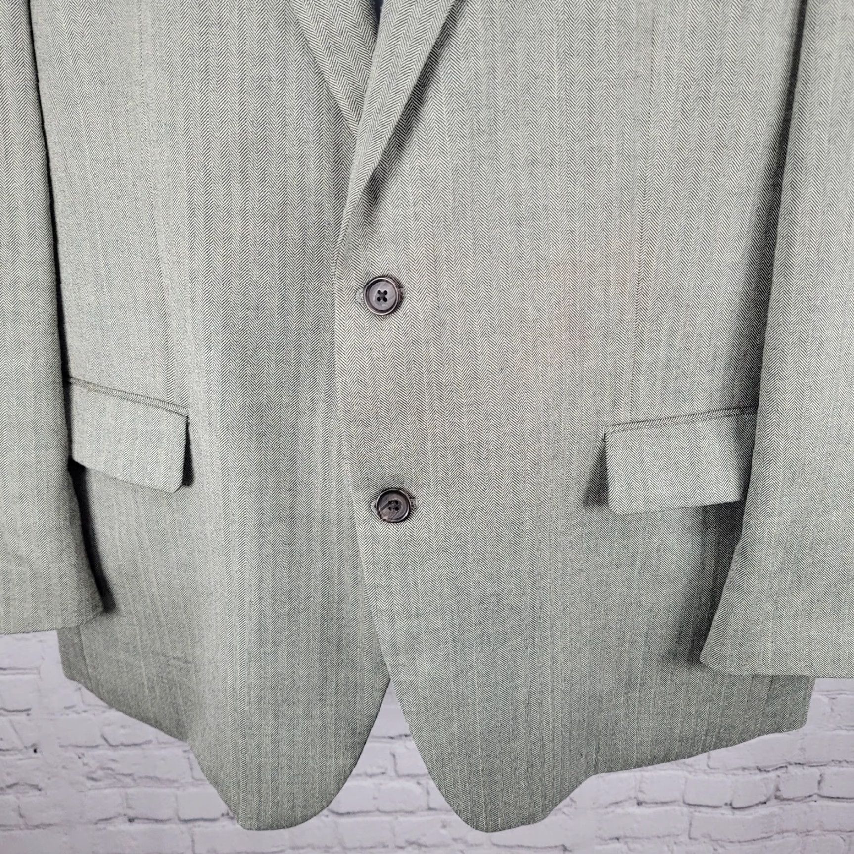 Ralph Lauren Lauren Ralph Lauren Black Grey Silk Wool Herringbone 2-Button Blazer Sport Coat Men 48 Regular Mens Size 48R - 5 Thumbnail