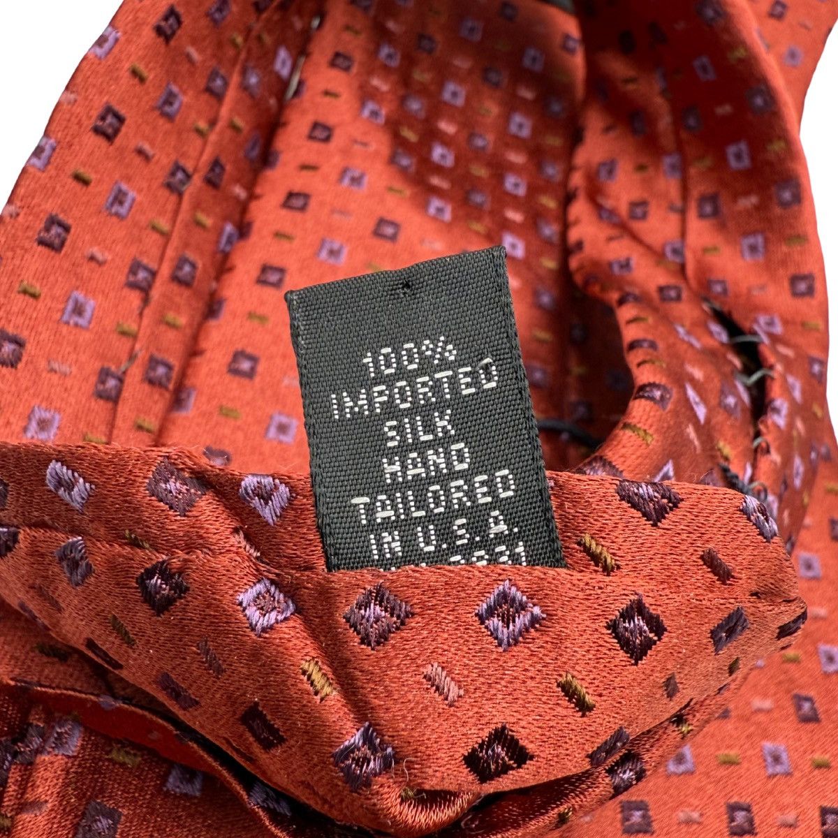 Ike Behar Ike Behar Silk Tie, Orange Woven Pattern, Made in USA Size ONE SIZE - 7 Thumbnail