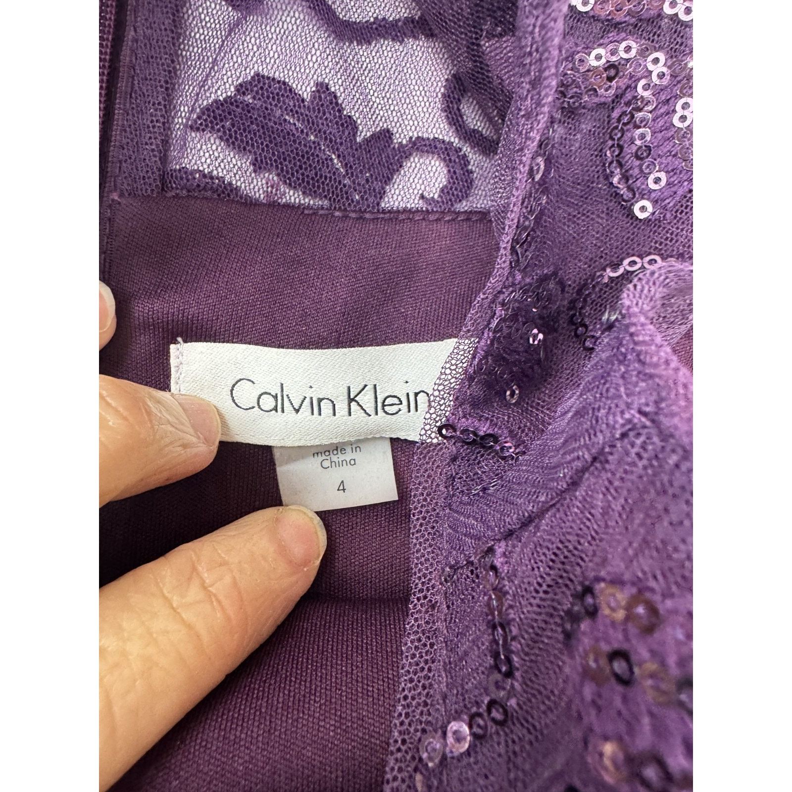 Calvin Klein Calvin Klein Purple Sequin Lace Sheath Dress Holiday 4 Size S / US 4 / IT 40 - 5 Thumbnail
