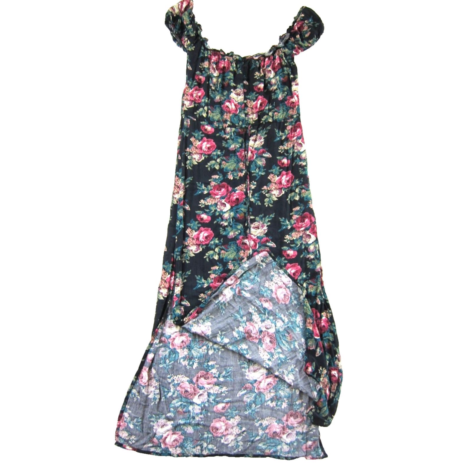 Pinko Augusta Rayon Black Pink Blue Floral Cap Sleeve Maxi Dress 6 Size M / US 6-8 / IT 42-44 - 5 Thumbnail