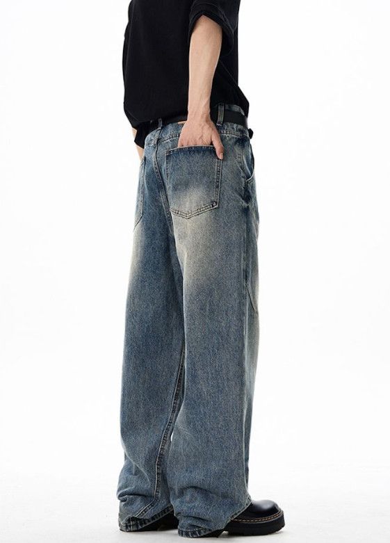 Vintage Men's wide-leg loose stitching high street baggy jeans Size US 32 / EU 48 - 4 Thumbnail
