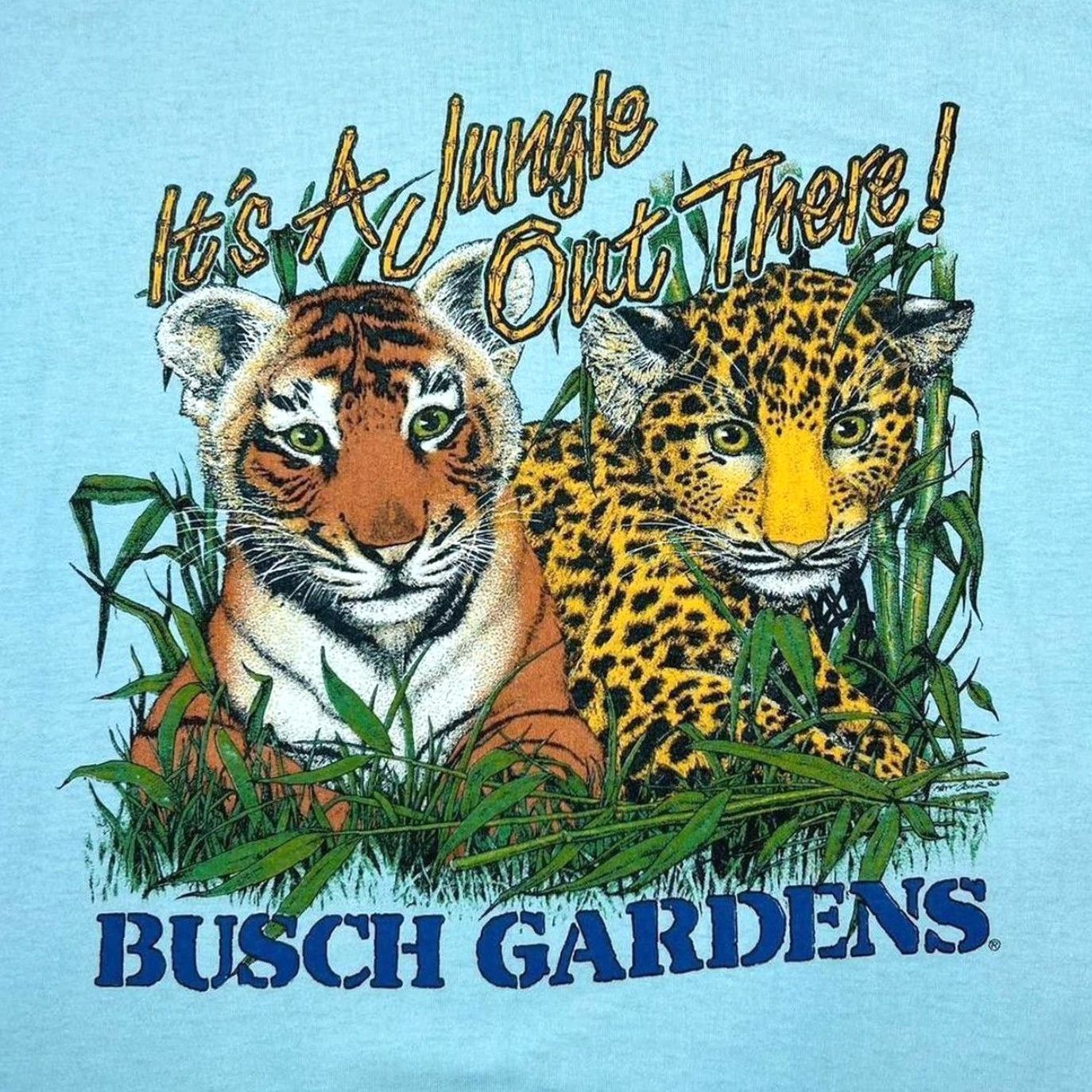 TEE JAYS Vintage 90’s Tee Jays Busch Gardens Souvenir Blue Graphic Print T-Shirt XL Large Mens Tee Size US L / EU 52-54 / 3 - 3 Thumbnail