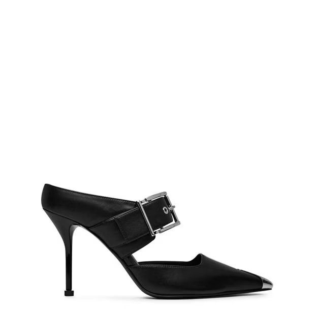 o1g2r1mq0824 Punk Buckle Mule in Black