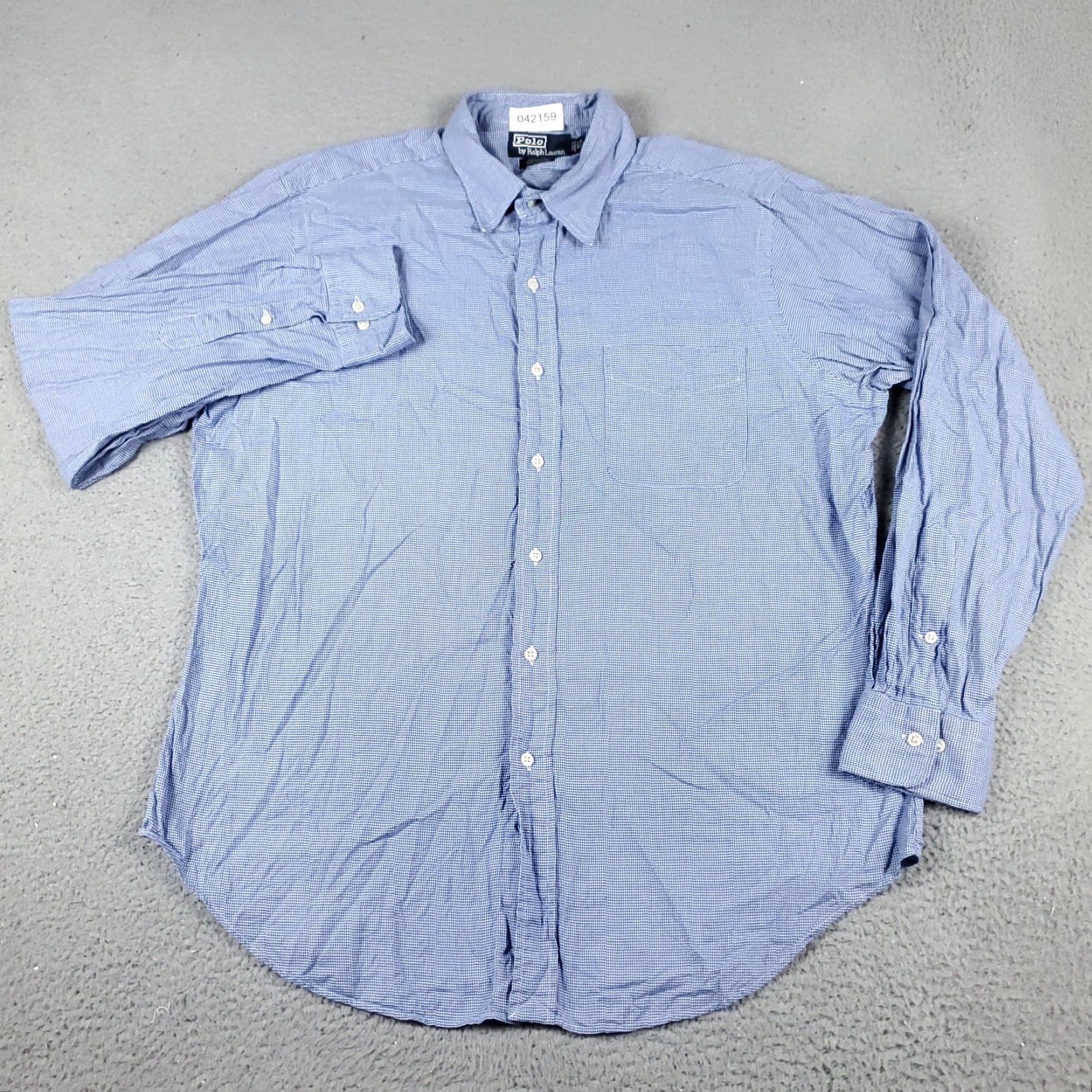 Ralph Lauren Ralph Lauren Dress Shirt Men 16.5 Blue Houndstooth Button Up Long Sleeve Collared Non-Iron Regular Fit US Shipping Size 42R - 2 Thumbnail