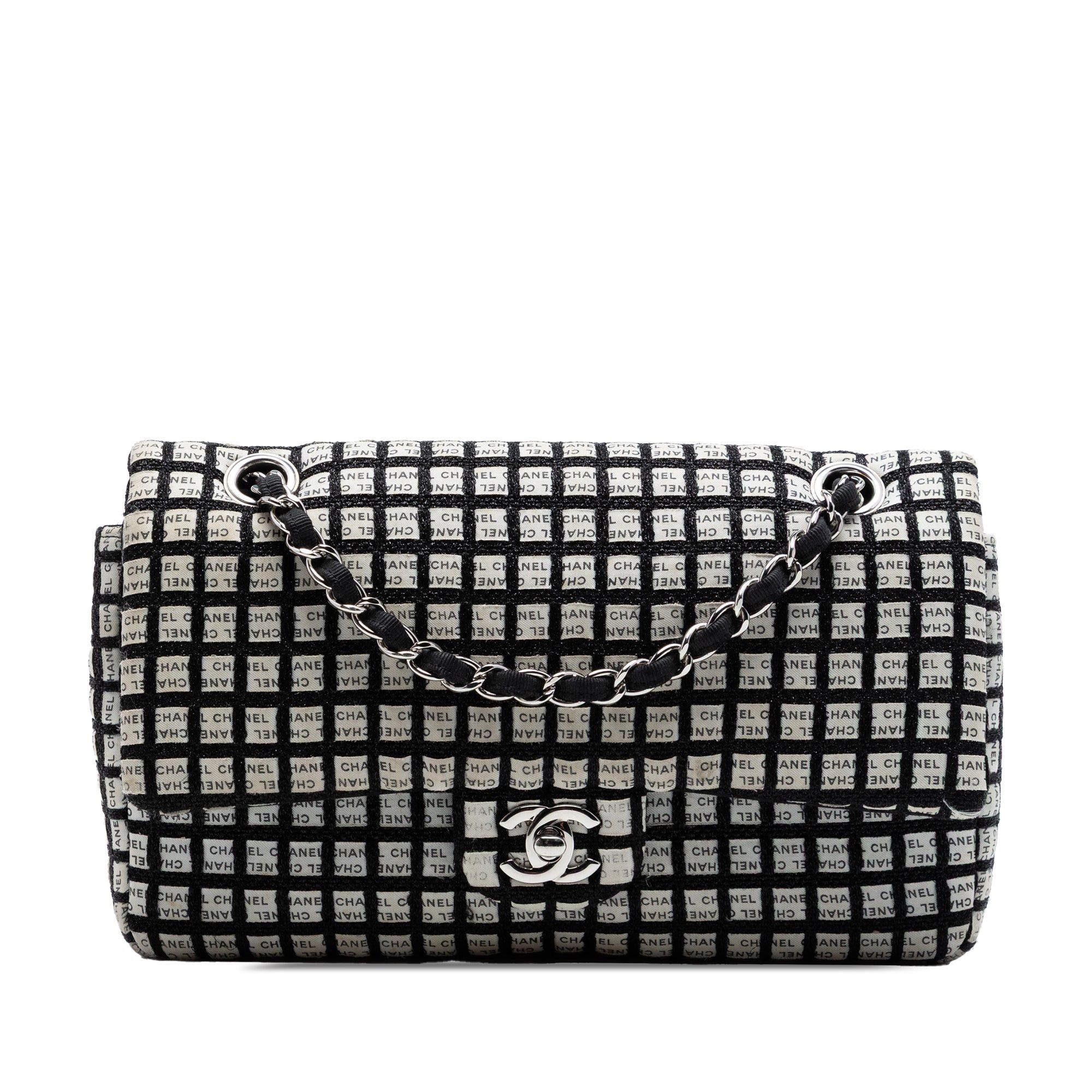 Chanel Medium Classic Tweed and Ribbon Logo Double Flap Size ONE SIZE - 1 Thumbnail