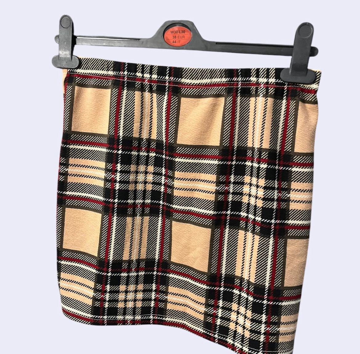 Shein × Vintage Tan & Black Plaid Skirt Size 30" / US 8 / IT 44 - 2 Thumbnail