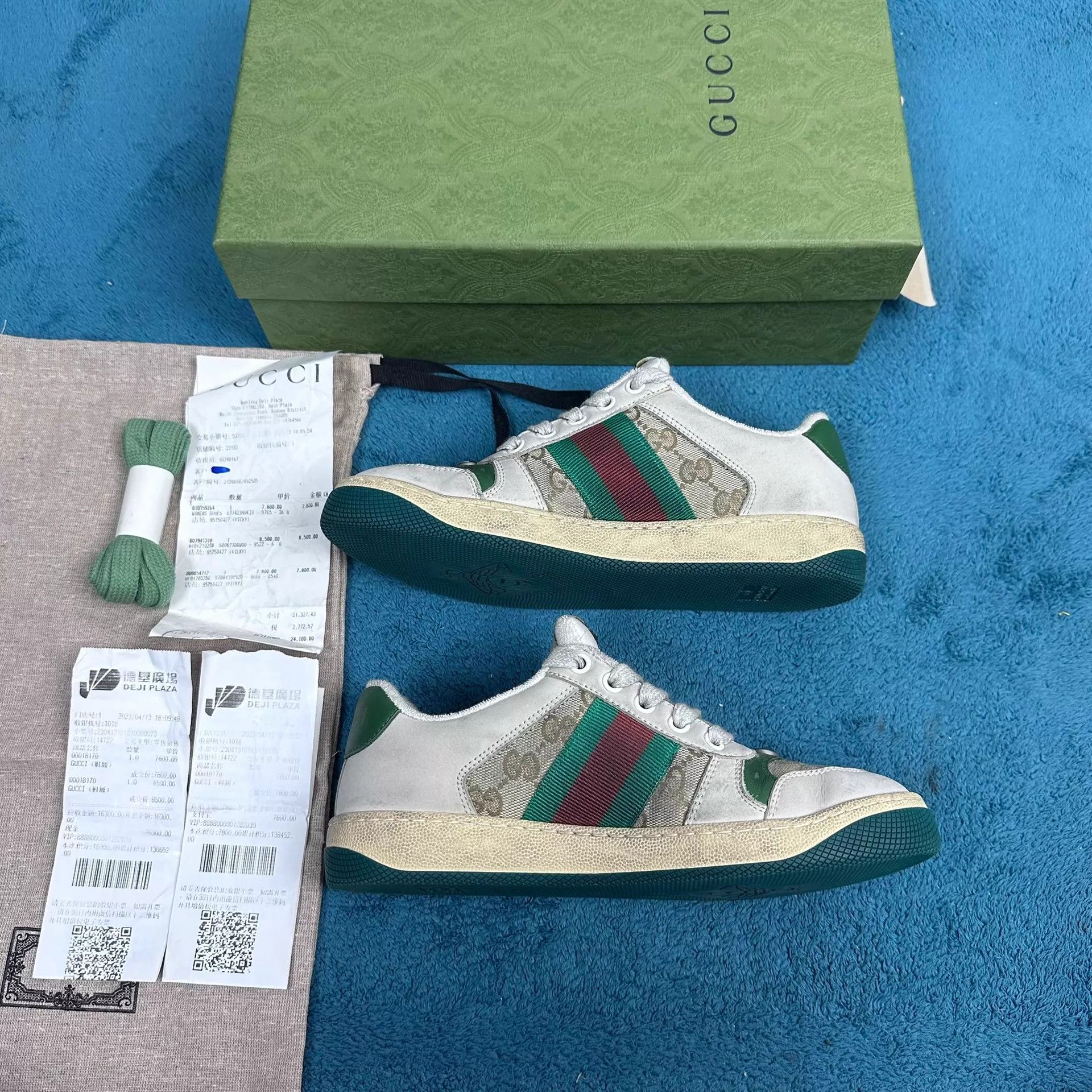 Gucci Gucci Rhyton Dirty Green Heel Tab EU 35.5 MINT Size US 5 / IT 35 - 3 Thumbnail