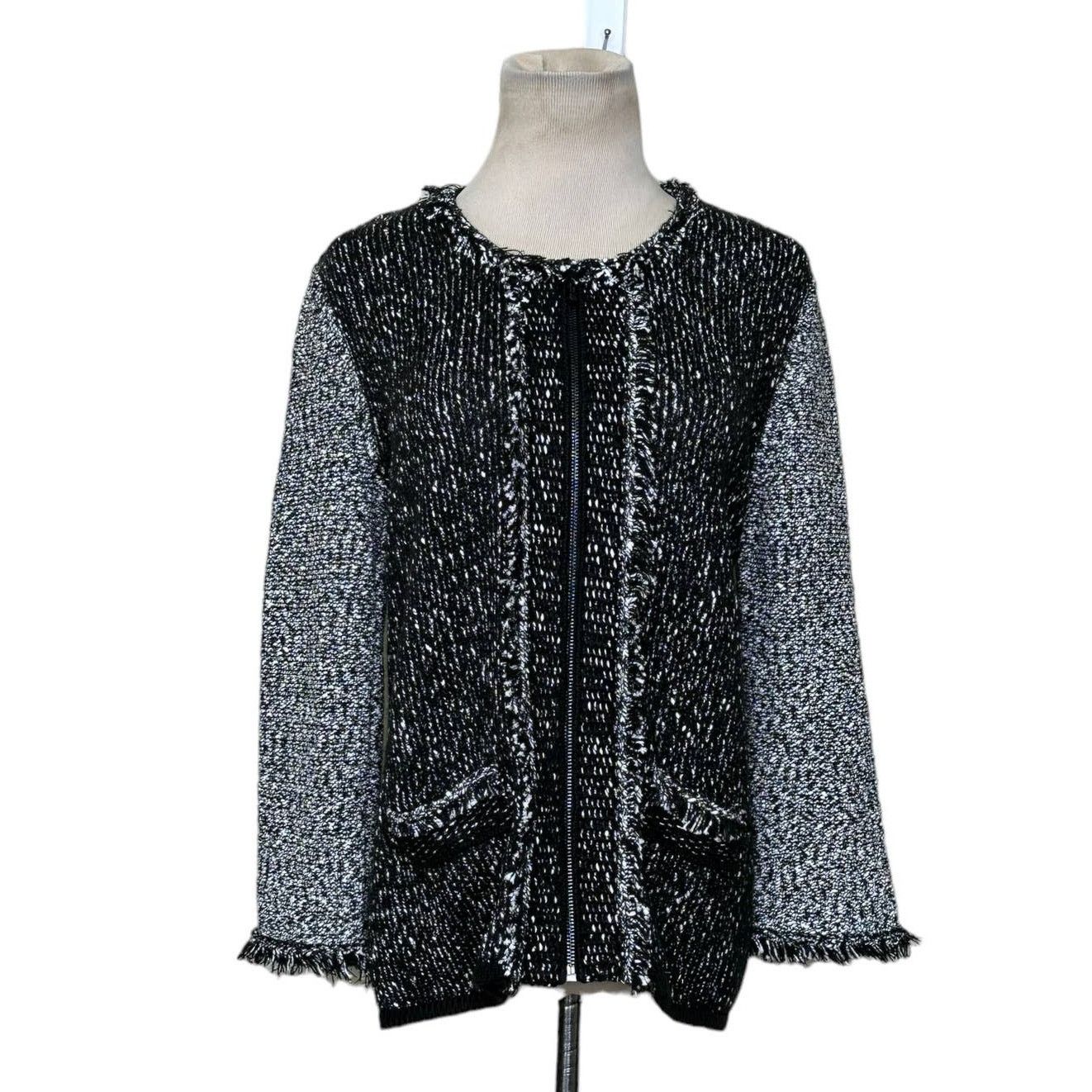 Karl Lagerfeld Karl Lagerfeld Two Tone Full Zip Knit Jacket size Small Size S / US 4 / IT 40 - 14 Thumbnail