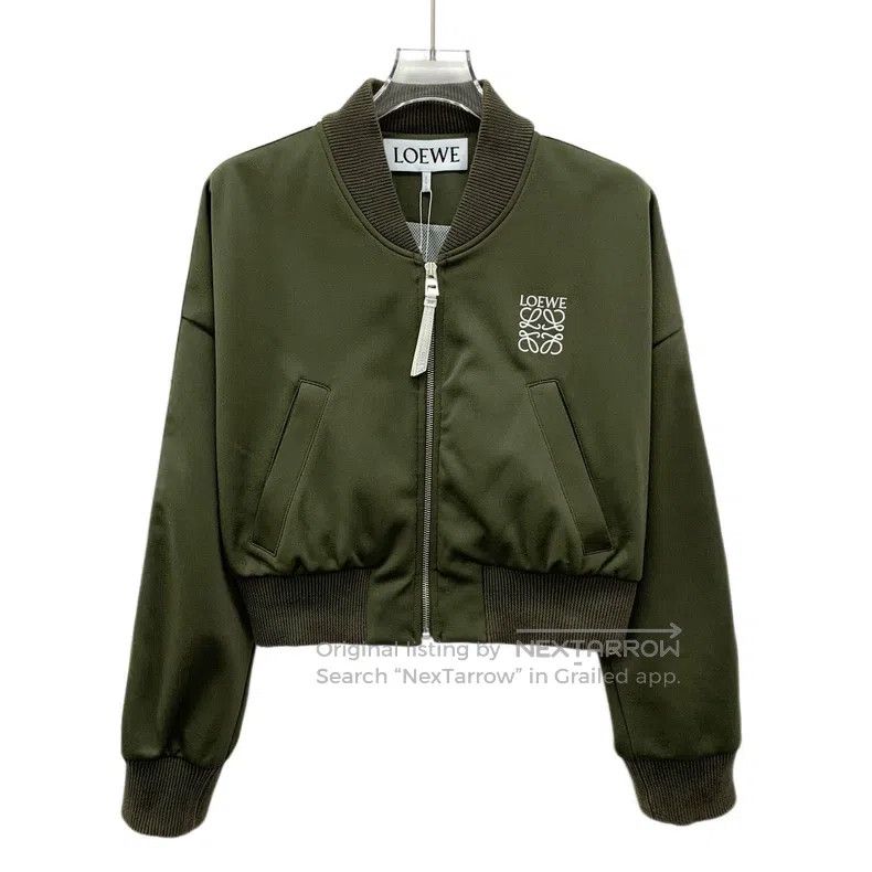 Loewe Loewe Dark Green Logo Embroidered Stand Collar Zip Long Sl Size S / US 4 / IT 40 - 1 Thumbnail