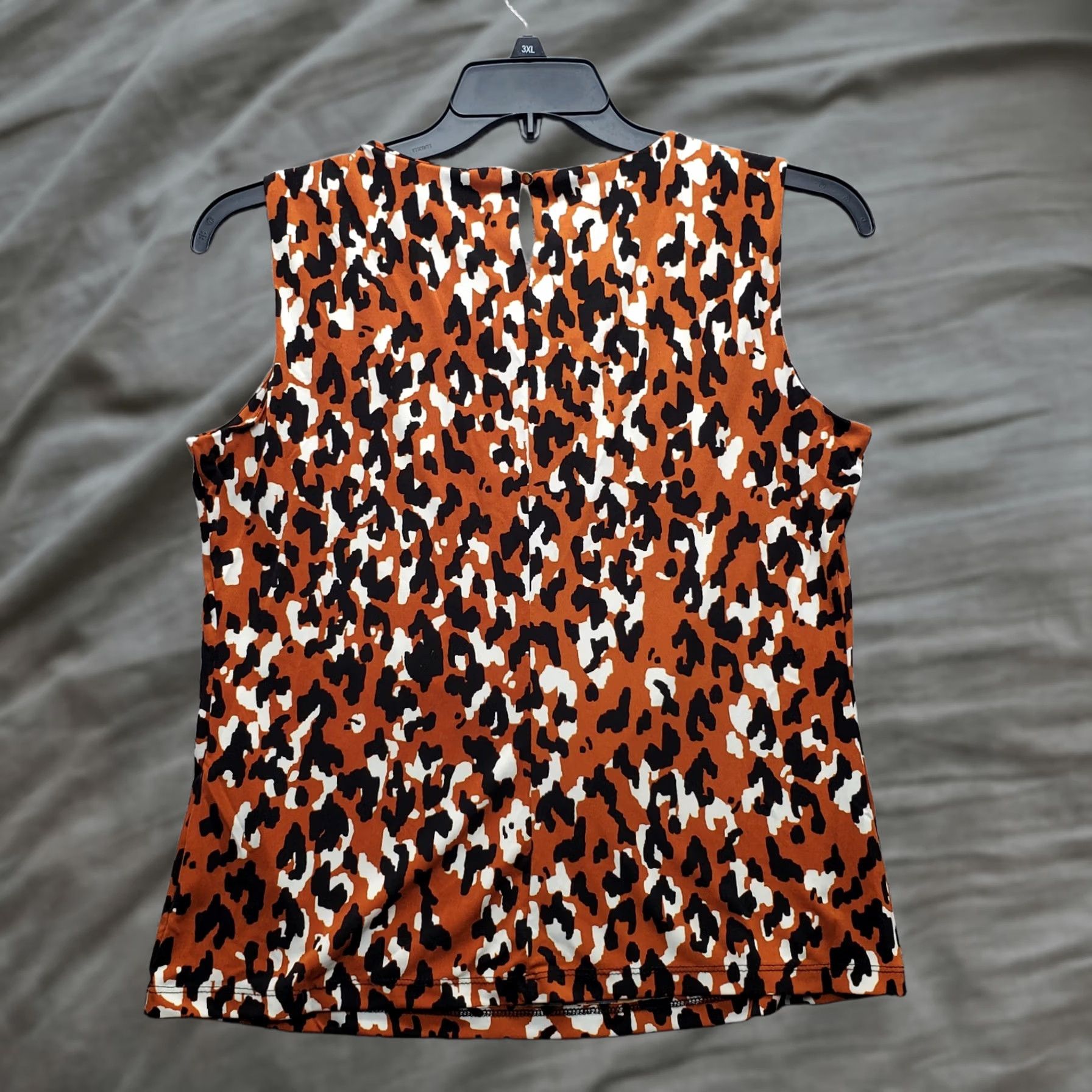 Calvin Klein Calvin Klein Blouse Top Women's L Multi Leopard Print Pleated Round Neck Casual Shirt Size L / US 10 / IT 46 - 1 Thumbnail