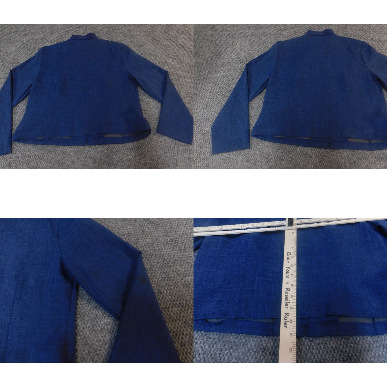 Vintage Sag Harbor Women Blazer 10P Petite Blue Full Zip Stretch Mid-Length Jacket, Business Casual, Long Sleeve, Polyester Size L / US 10 / IT 46 - 8 Thumbnail