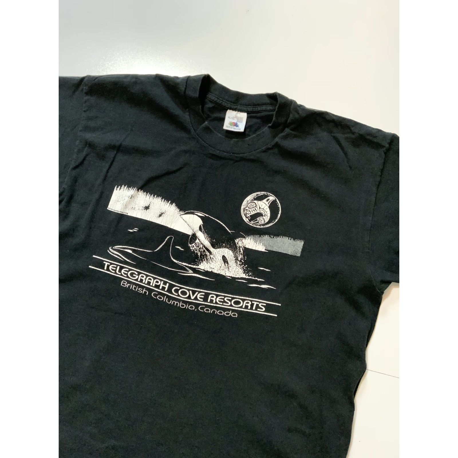 Fruit Of The Loom VINTAGE Telegraph Cove Resorts Whales British Columbia Canada Single Stitch T-Shirt XL Black Shirt Size US XL / EU 56 / 4 - 4 Thumbnail