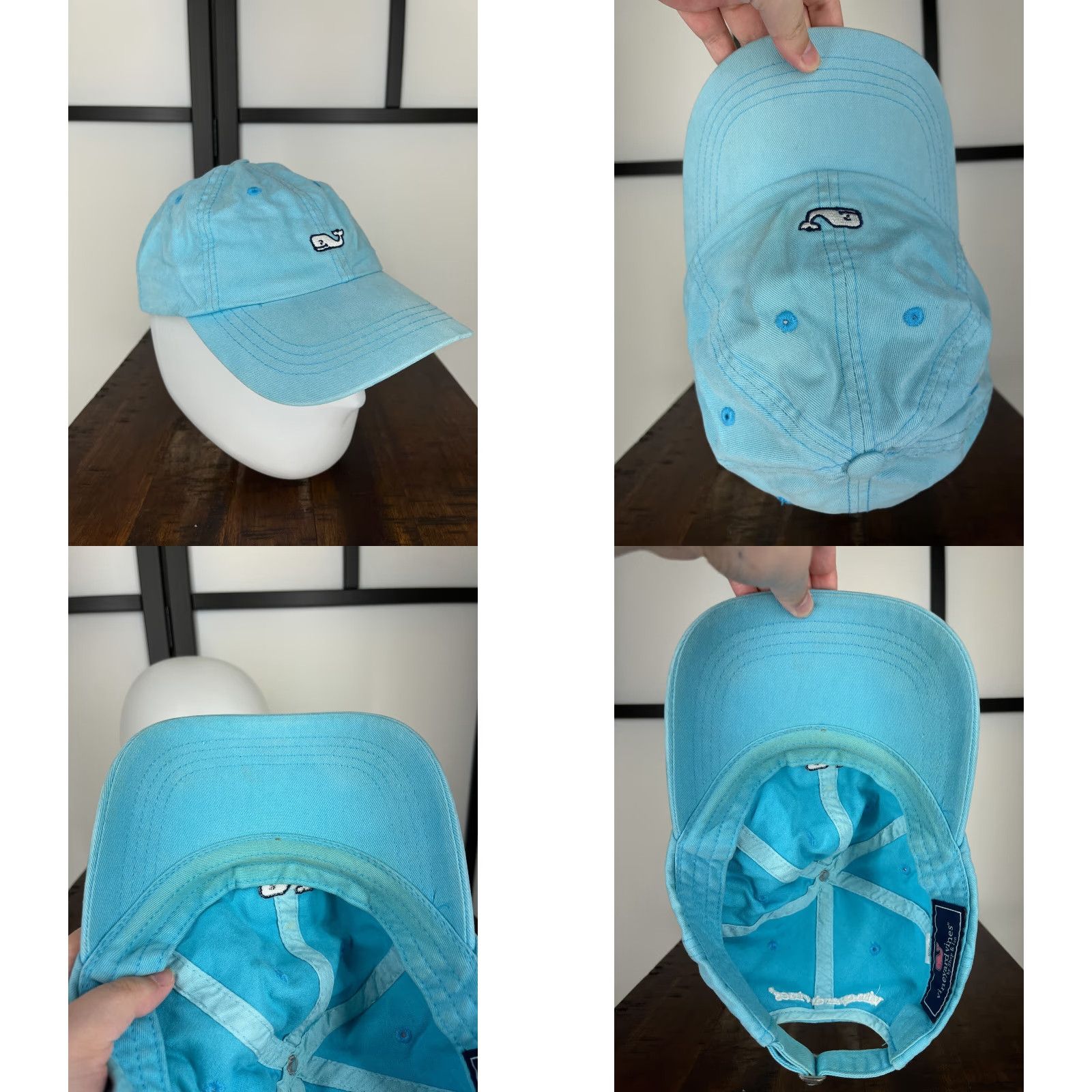 Vineyard Vines Vineyard Vines Hat Cap Strap Back Adult One Size Blue Embroidered Whale Cotton Baseball Cap Mens Size ONE SIZE - 8 Thumbnail