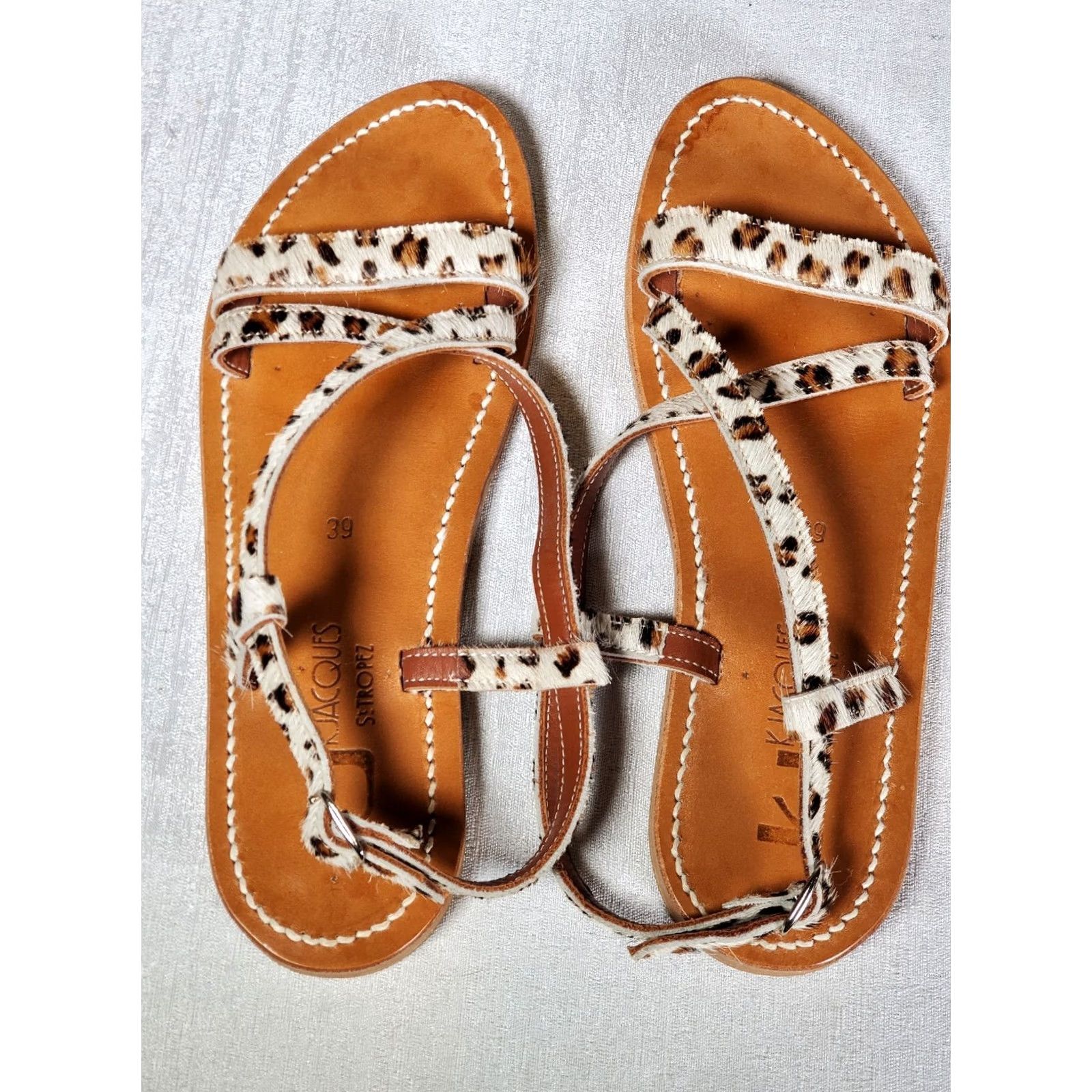 Vintage K. Jacques Leopard St Tropes Strappy Leather Sandals Womens US 8.5 Size US 9 / IT 39 - 6 Thumbnail