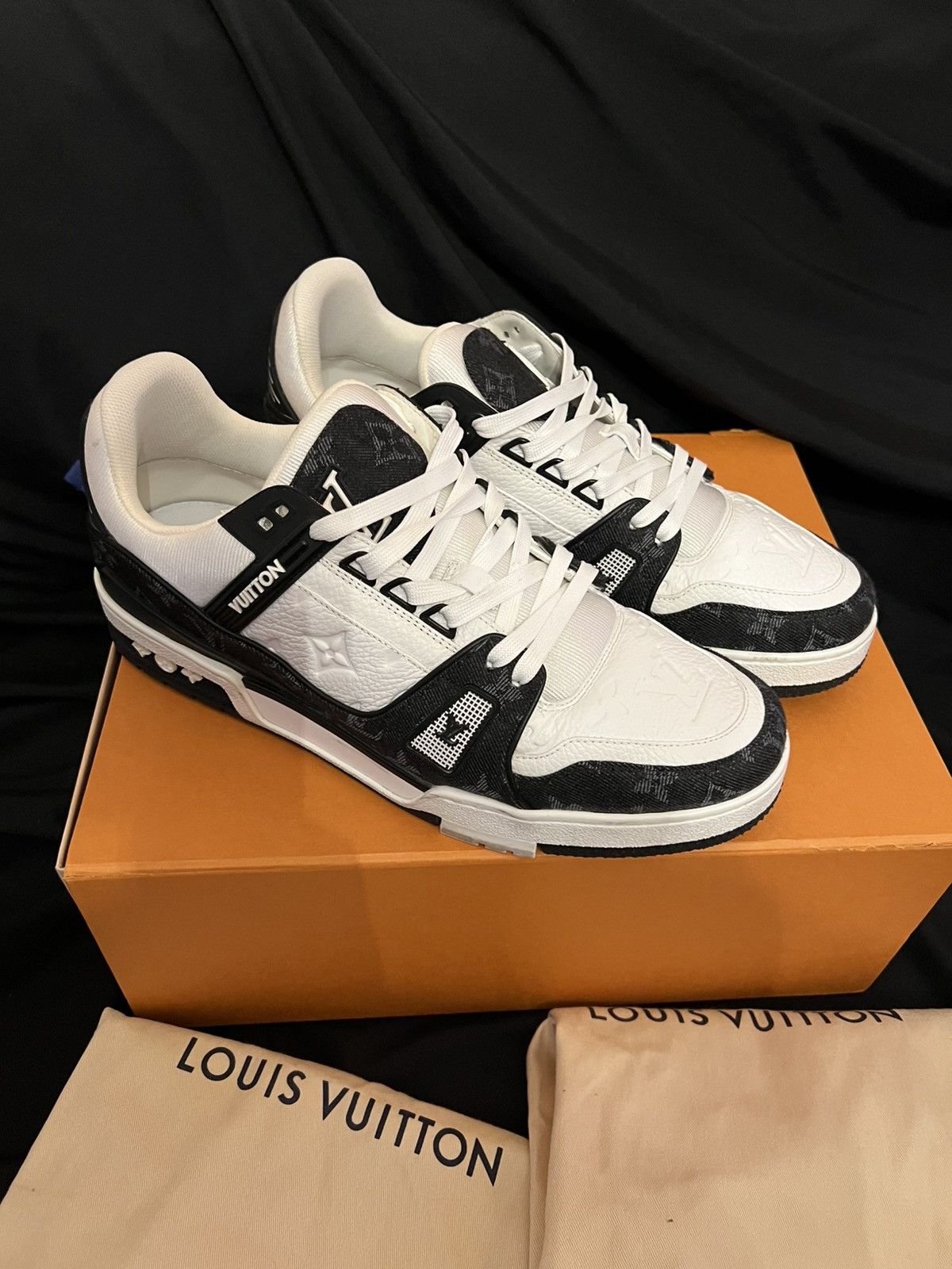 Louis Vuitton Louis Vuitton Trainers Black White Denim Sneakers Monogram Size US 10.5 / EU 43-44 - 1 Thumbnail