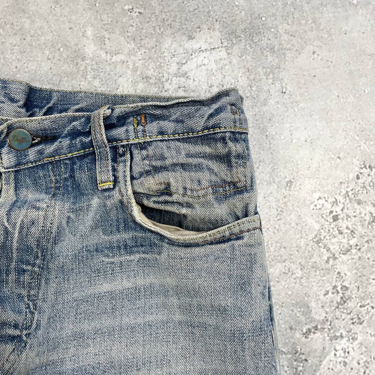 The Duffer of St.George Duffer Selvedge Distressed & Stained Faded Chinch Back Jeans Size US 32 / EU 48 - 5 Thumbnail