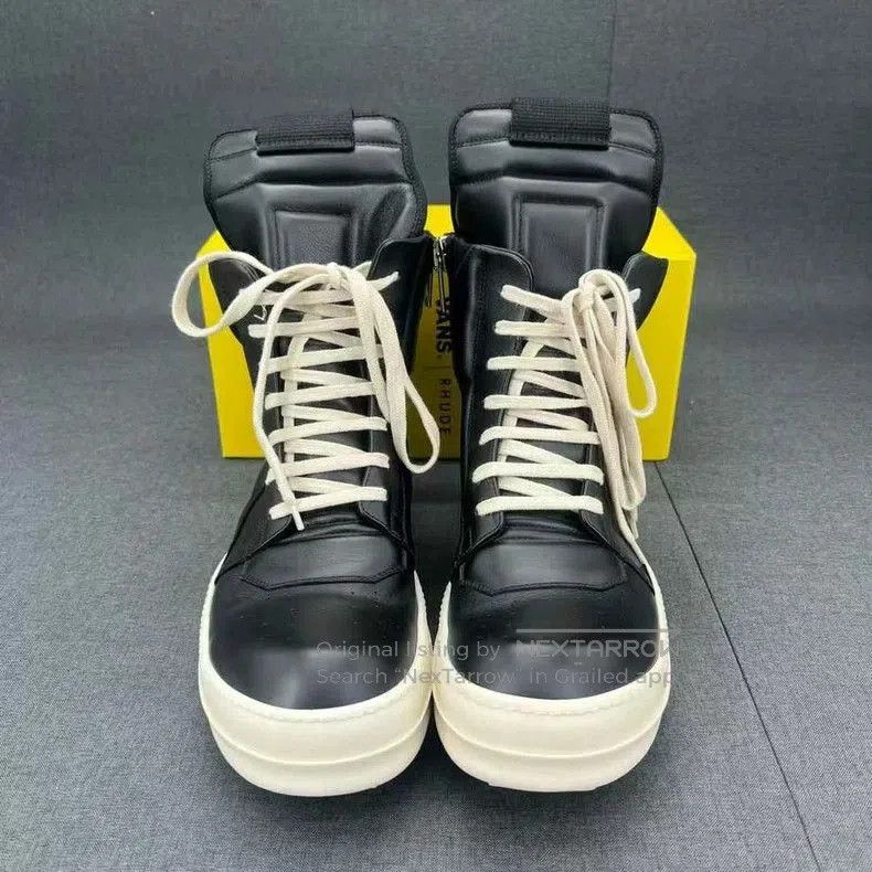 Rick Owens Black High Top Sneakers with White Laces. Size US 10 / EU 43 - 2 Thumbnail