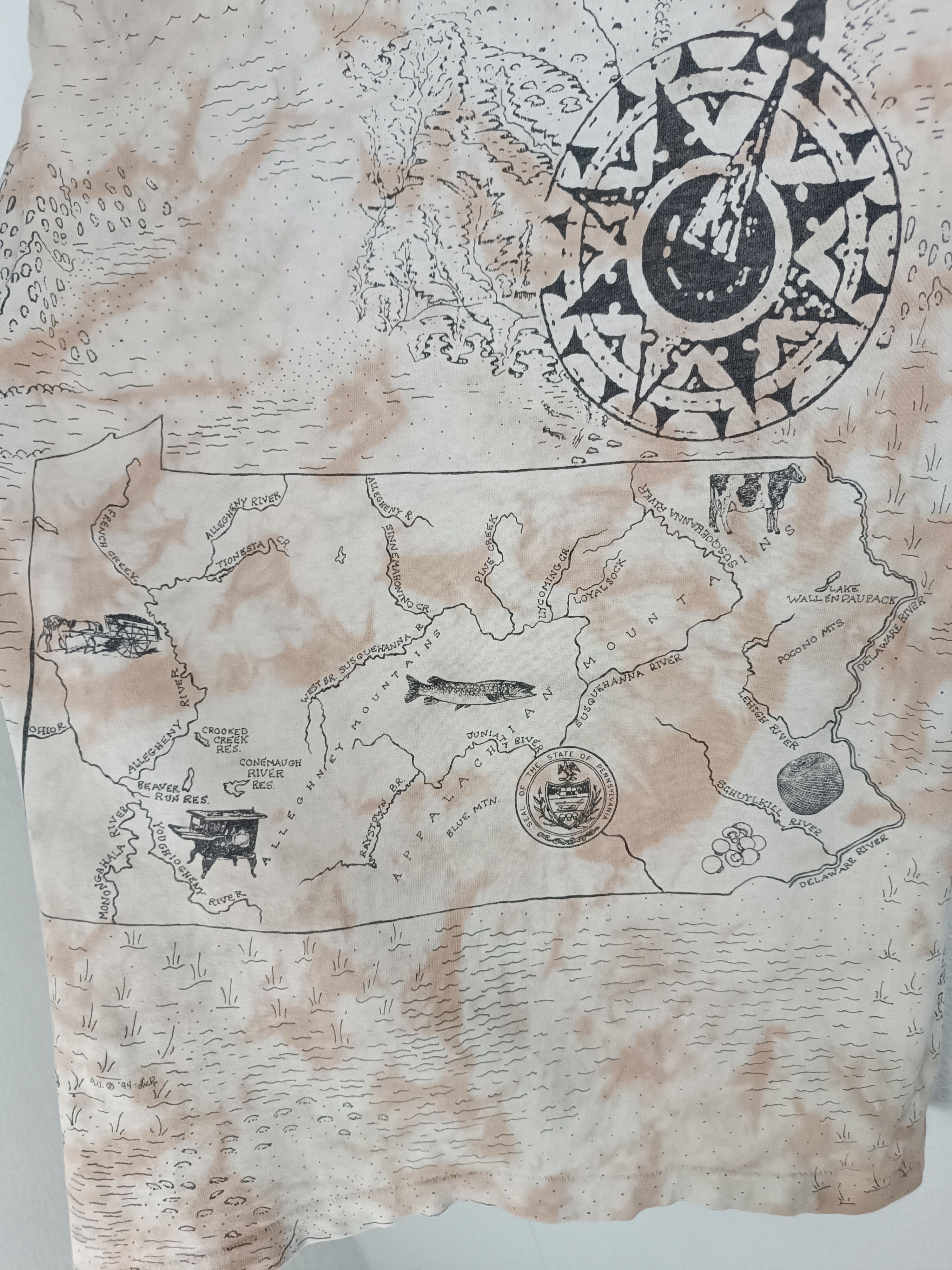 Vintage VINTAGE 90'S PENNSYLVANIA STATE AOP MAP TEE VERY RARE OVP Size US M / EU 48-50 / 2 - 8 Thumbnail