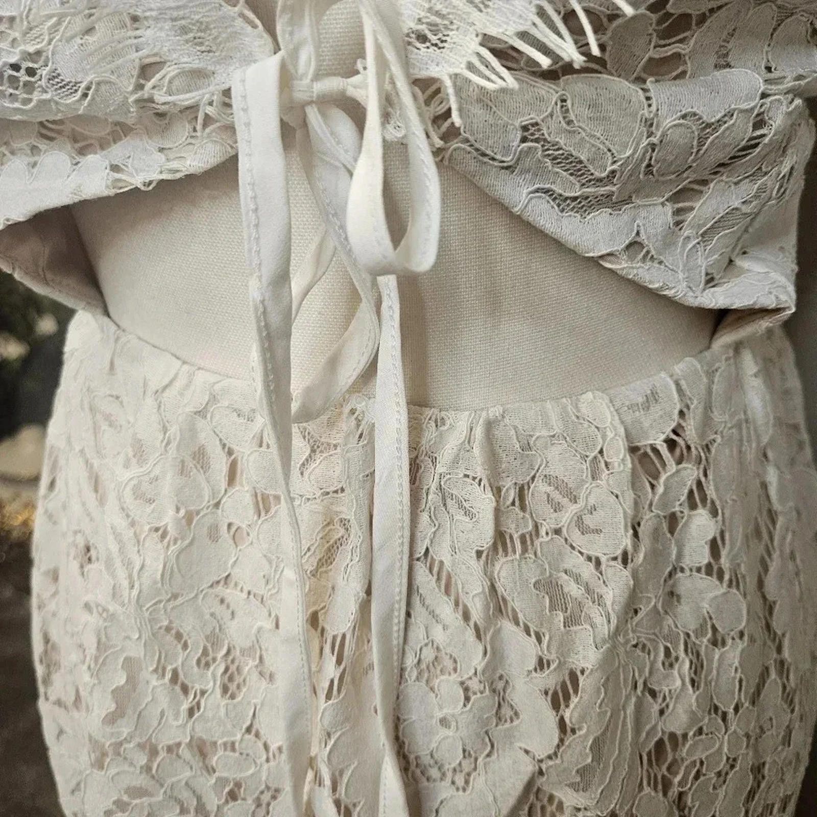 Tori Richard Nwt Tobi White Lace Dress with Tie Detail #70 Size L / US 10 / IT 46 - 5 Thumbnail