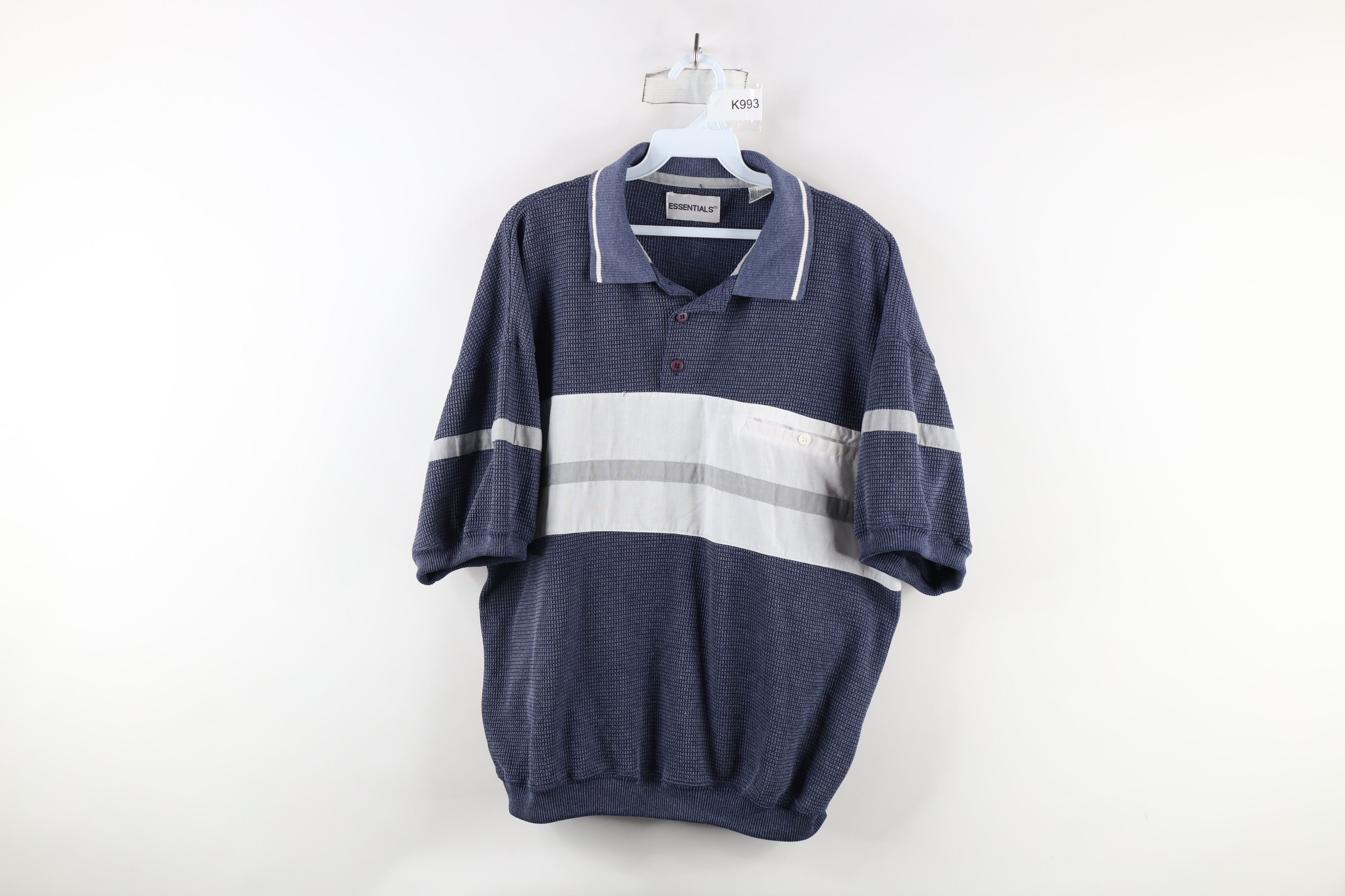 Vintage Vintage 90s Streetwear Thermal Waffle Knit Pullover Polo Size US XL / EU 56 / 4 - 1 Thumbnail