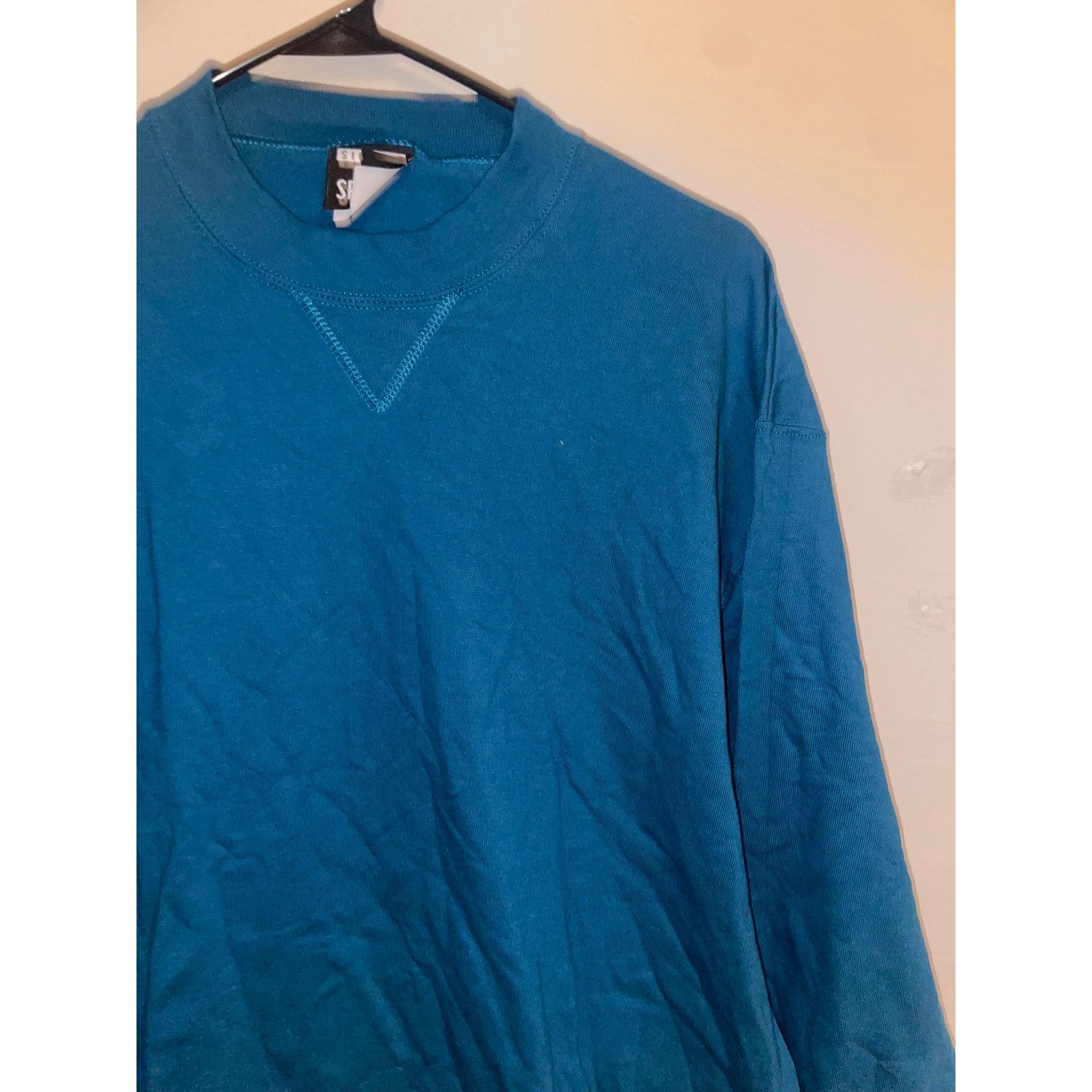 Vintage Vintage Blue Blank Long Sleeve Shirt Tee VTG 90s Large L Size US L / EU 52-54 / 3 - 3 Thumbnail