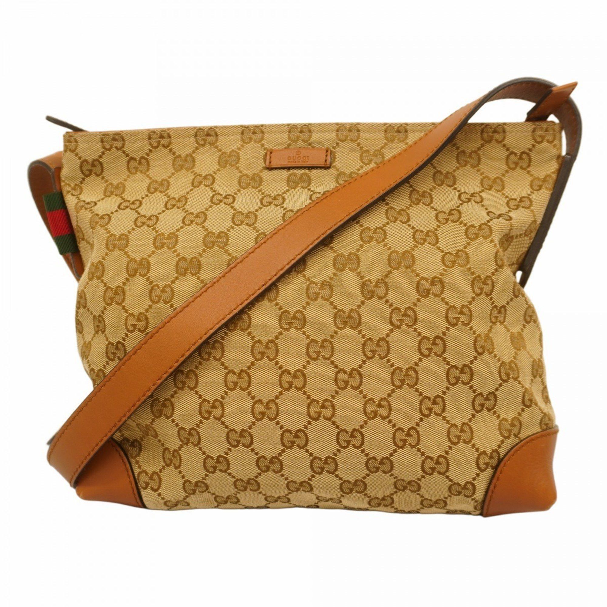 Gucci Shoulder Bag GG Canvas Sherry Line 337598 Brown Women's