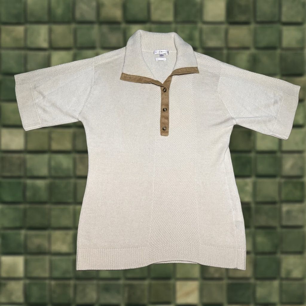 Peter Millar Peter Millar Polo Shirt Beige M Mens Silk Cashmere Blend Knit Stretch Short Sleeve Size US M / EU 48-50 / 2 - 1 Thumbnail