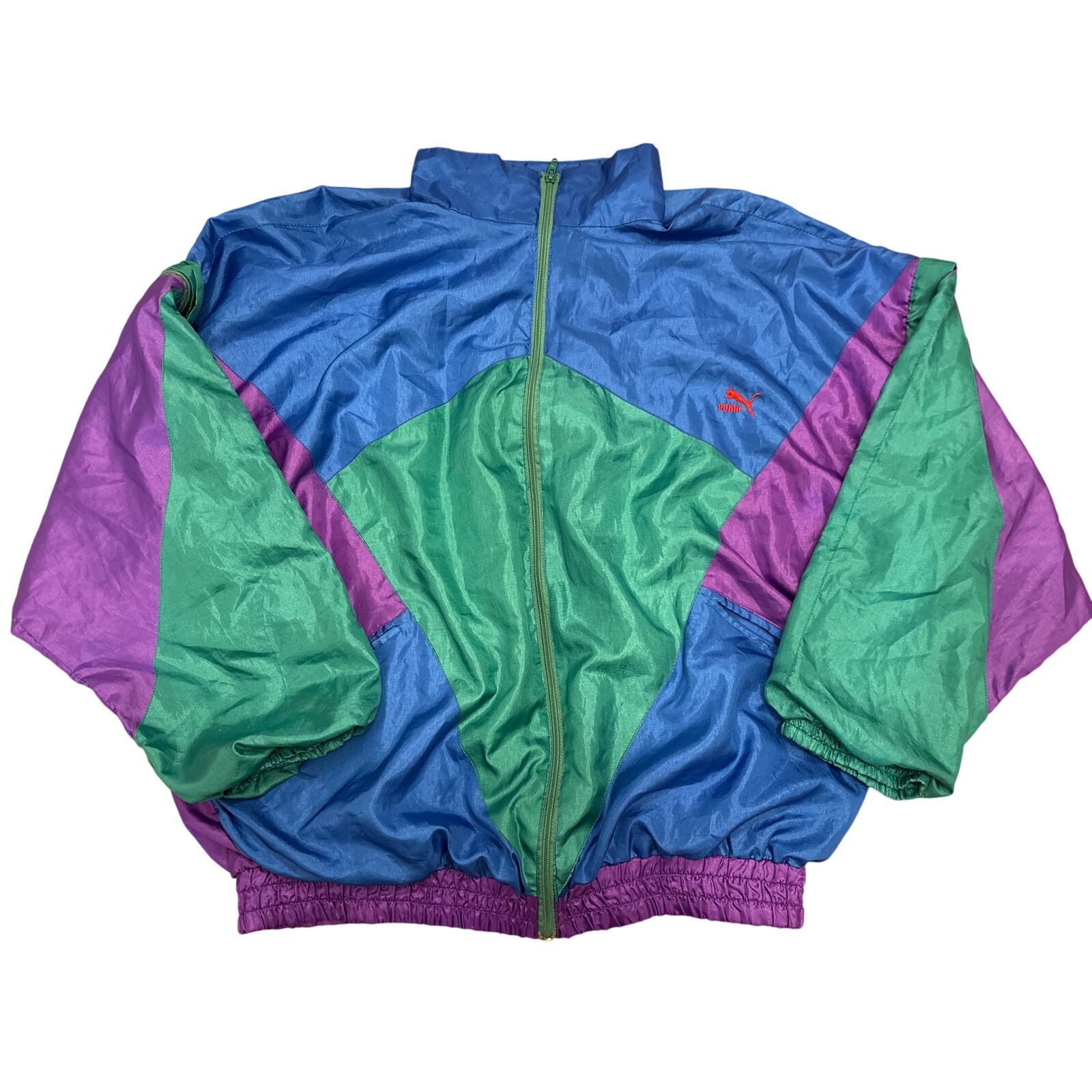 Puma Vintage 80s Puma parachute nylon track removable sleeve Size L / US 10 / IT 46 - 1 Thumbnail