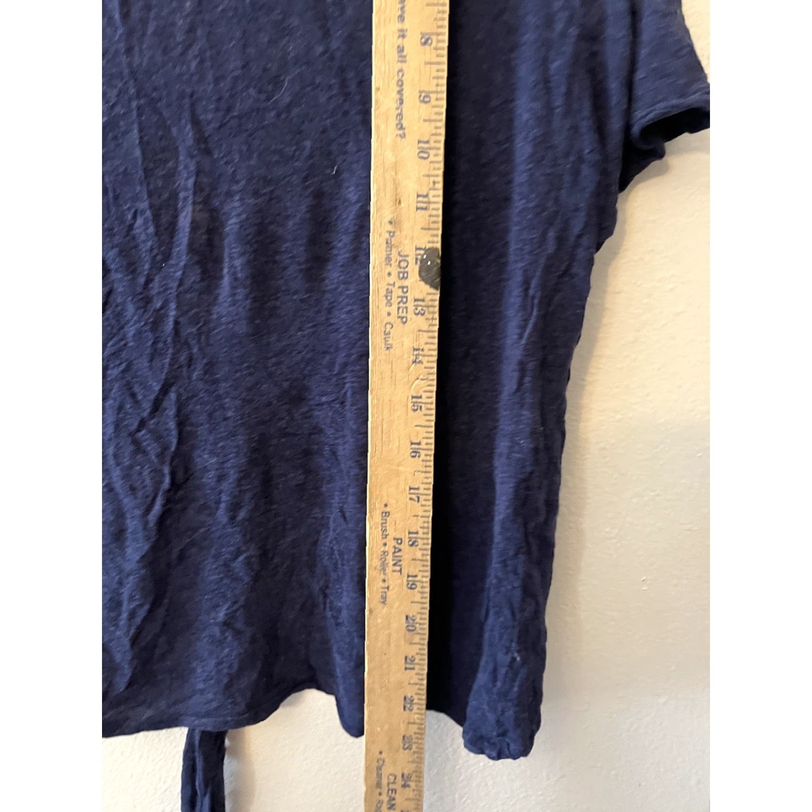 Vintage MICHAEL Michael Kors Shirt Top Short Sleeve Linen Tie Front Knot Solid Blue Size Large Size L / US 10 / IT 46 - 5 Thumbnail