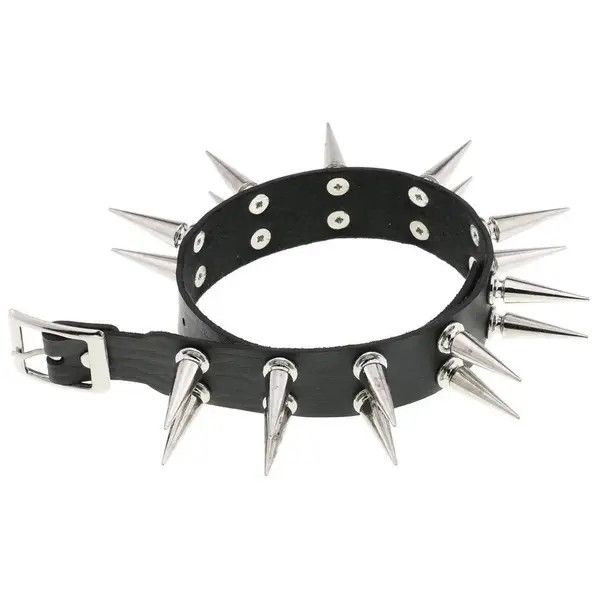 Other Long Spiked Choker Collar Leather Goth Necklace Size ONE SIZE - 2 Thumbnail