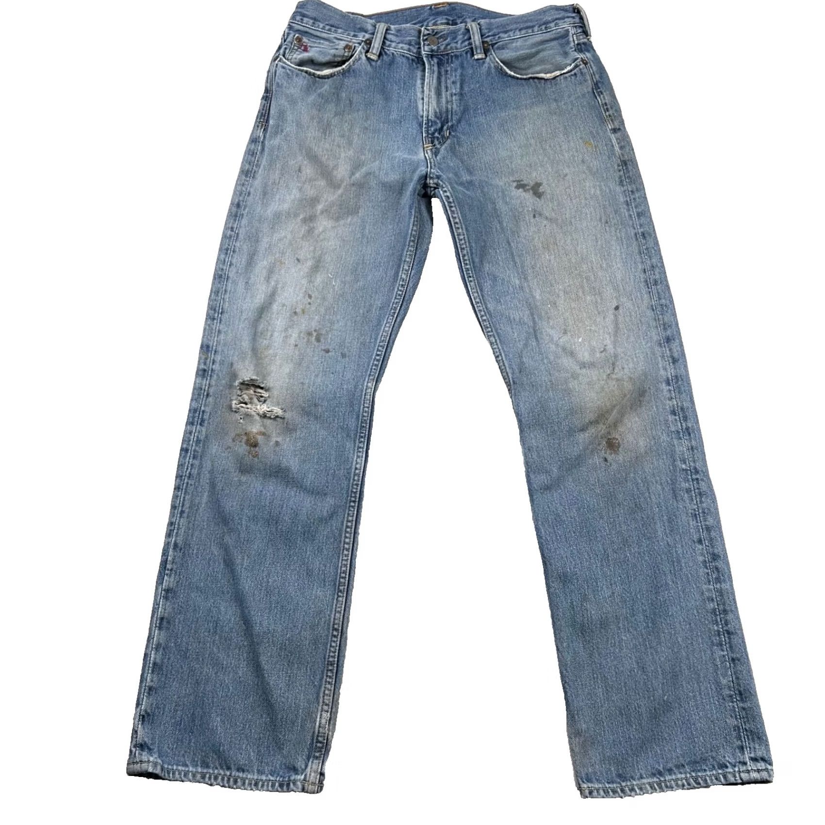 Polo Ralph Lauren VINTAGE Polo Ralph Lauren Jeans Mens 33x32 Classic Fit Distressed Denim 5-Pocket Blue Cotton Jeans Mens Regular 30in Inseam Girls? Size US XS / EU 42 / 0 - 2 Thumbnail