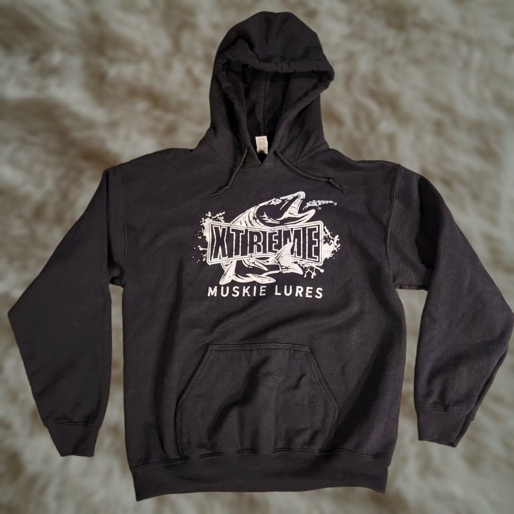 Gildan Gildan Heavy Blend Hoodie Mens Medium Black Fish Lures Musky Sweatshirt Pullover Hooded Sweatshirt Fishing Tackle Size US M / EU 48-50 / 2 - 1 Thumbnail