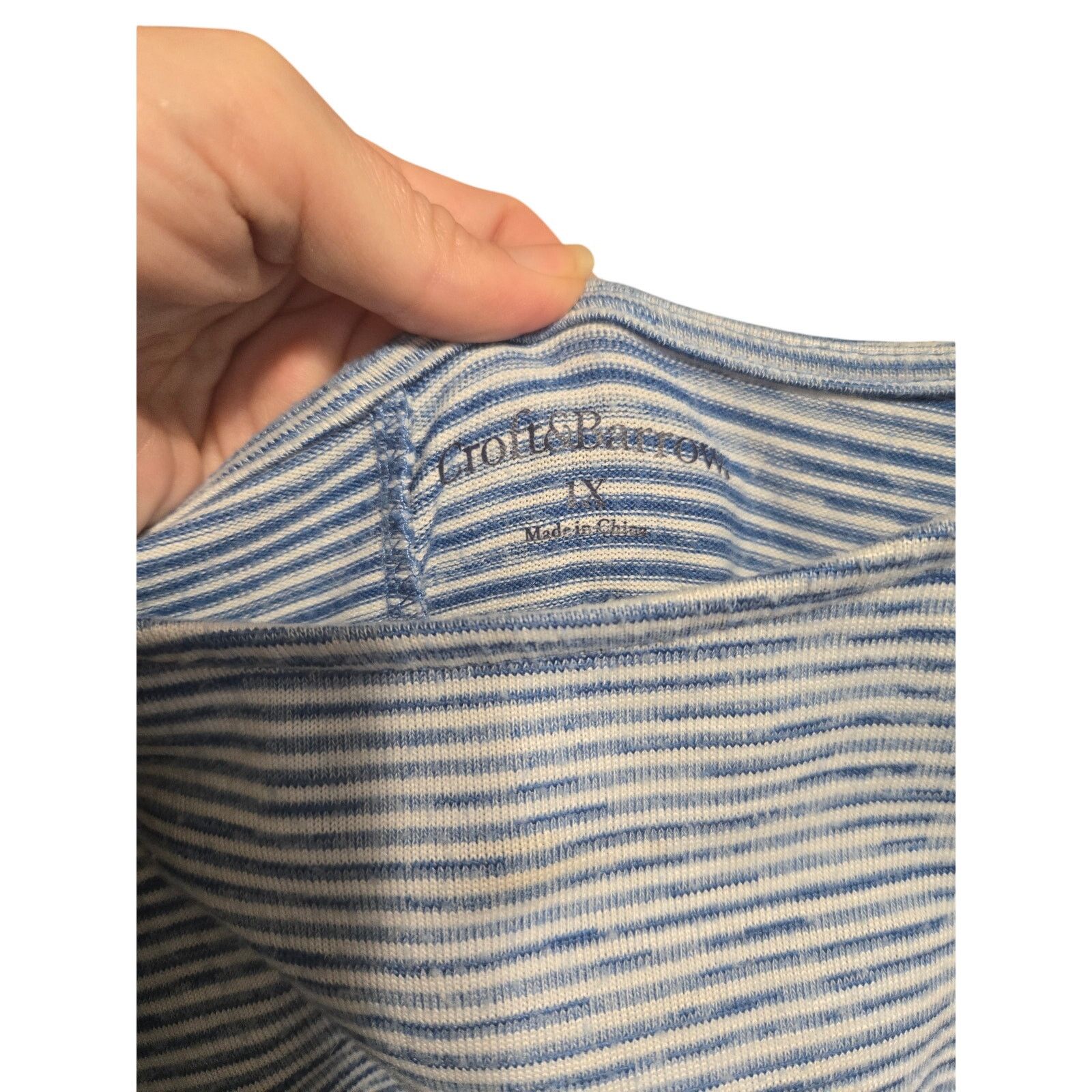 Croft & Barrow Croft & Barrow Blue White Striped Ruched Side Tee 1X Size XL / US 12-14 / IT 48-50 - 9 Thumbnail