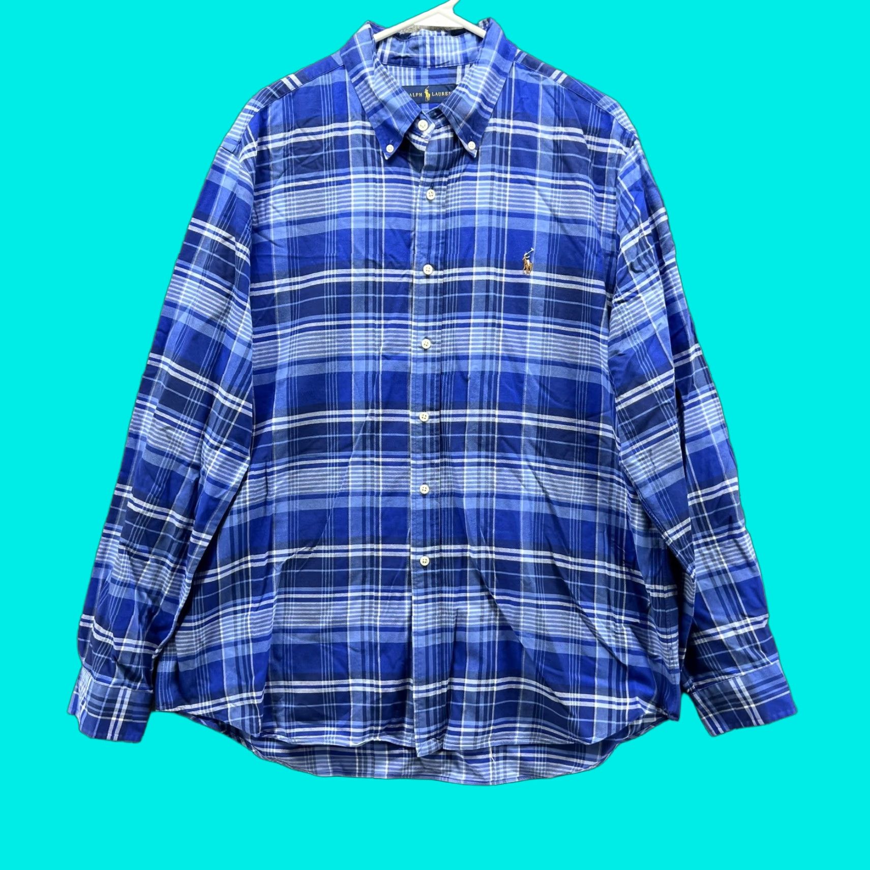 Ralph Lauren VINTAGE Ralph Lauren Shirt Men XL Blue Plaid Button-Down Casual Preppy Pony vtg Size US XL / EU 56 / 4 - 1 Thumbnail