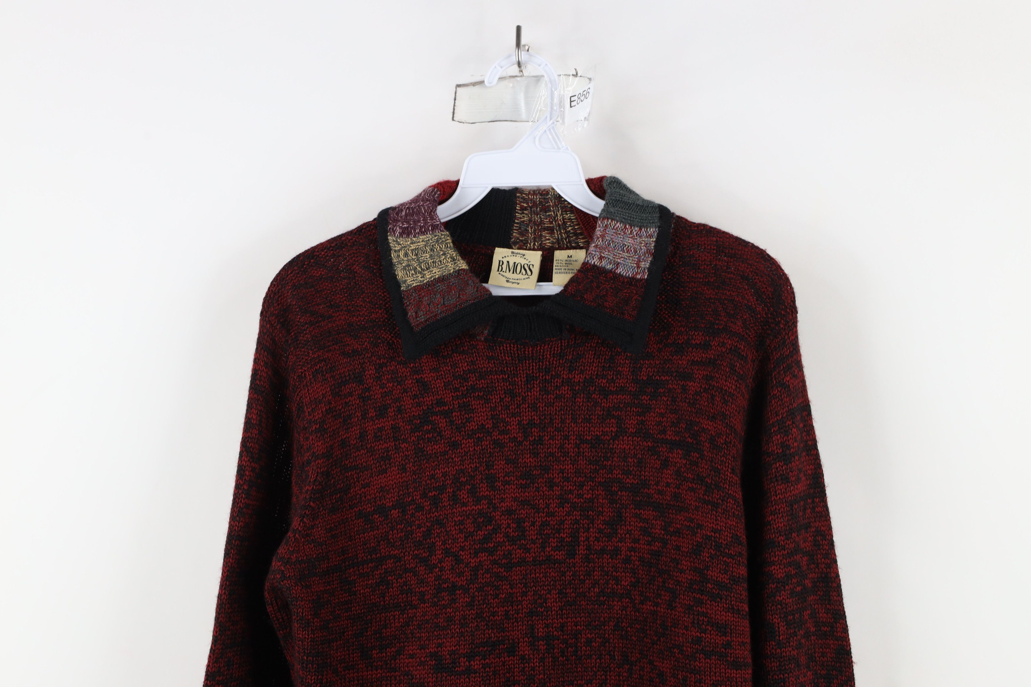Vintage Vintage 90s Streetwear Wool Blend Knit Collared Sweater Red Size M / US 6-8 / IT 42-44 - 2 Thumbnail